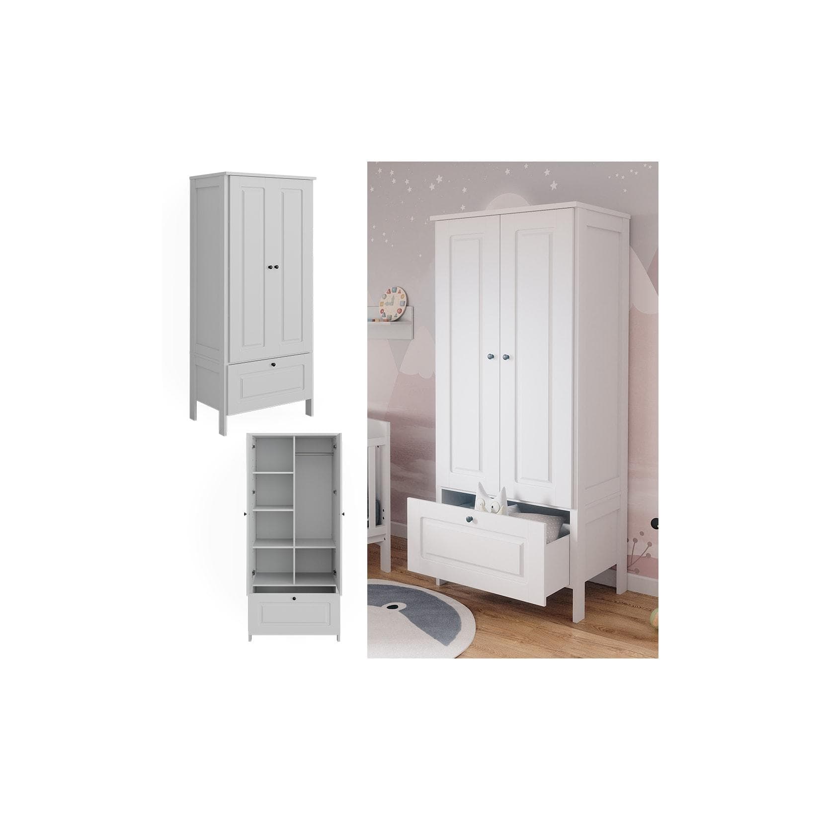 VitaliSpa® Kleiderschrank Ajaton Weiß Modernes Design