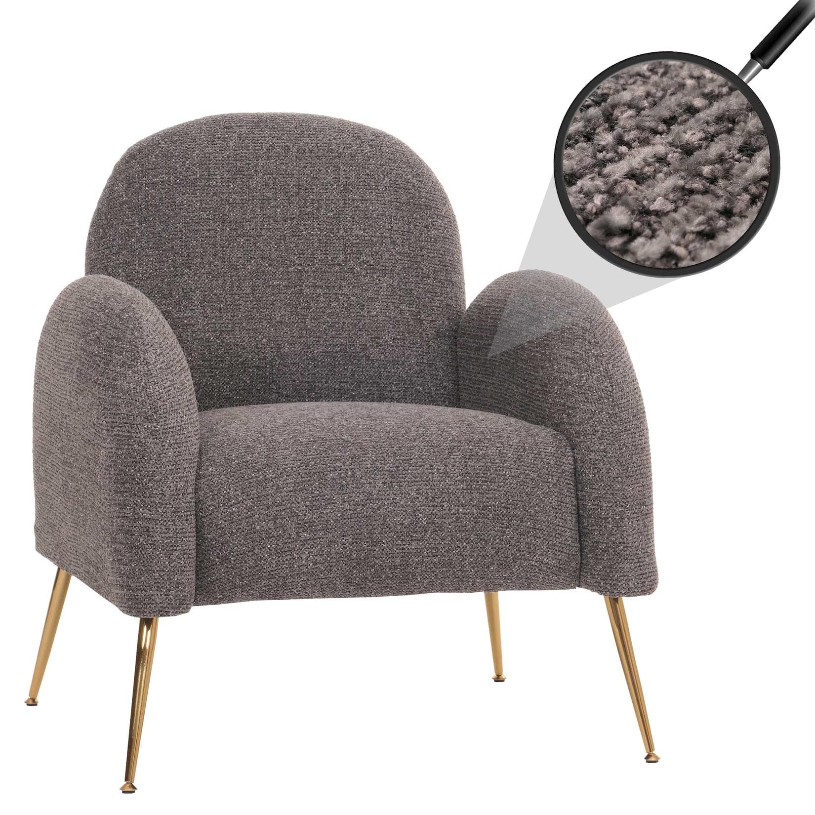 Lounge-Sessel MCW-N69 Retro Chenille Dunkelgrau