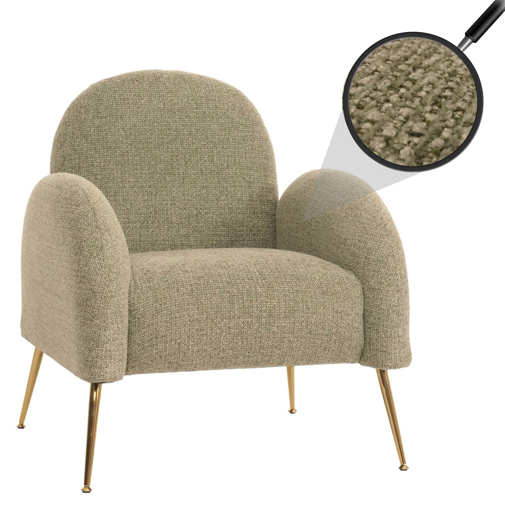 Lounge-Sessel MCW-N69 Retro Chenille Hellgrün