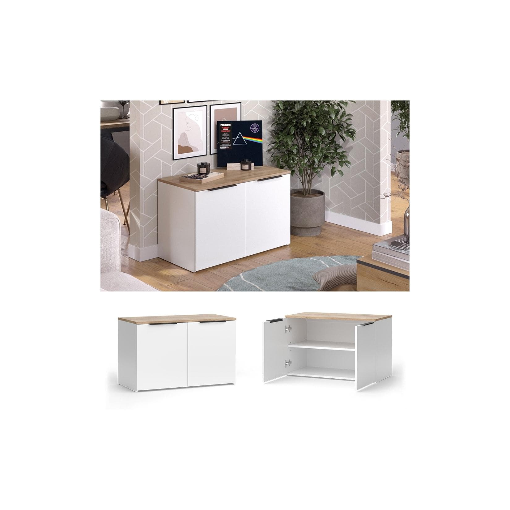 Vicco Kommode Wido Weiß Sonoma 2 Türen Modernes Sideboard