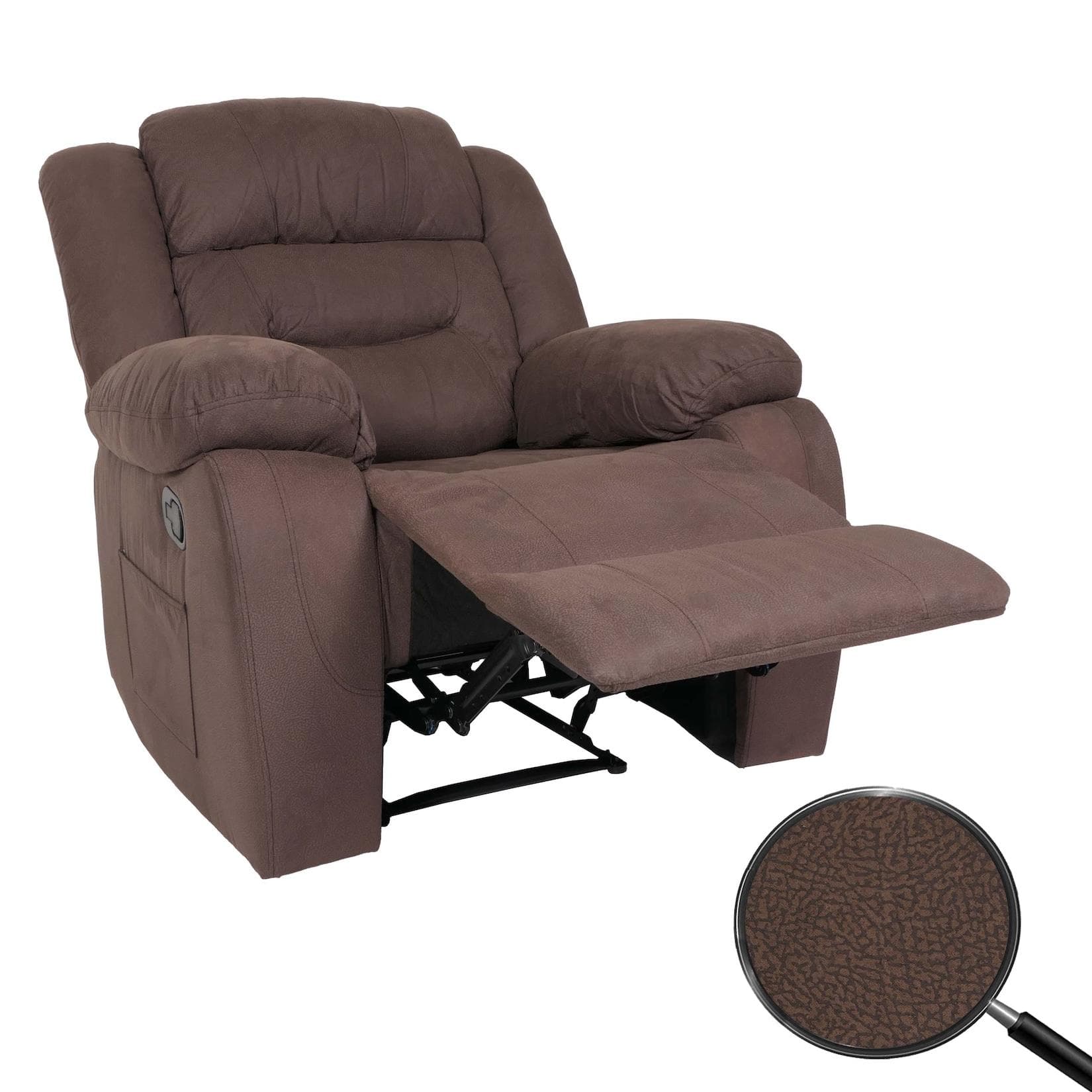 Fernsehsessel MCW-J57 XXL Relaxsessel TV-Liegesessel braun Wildleder-Optik