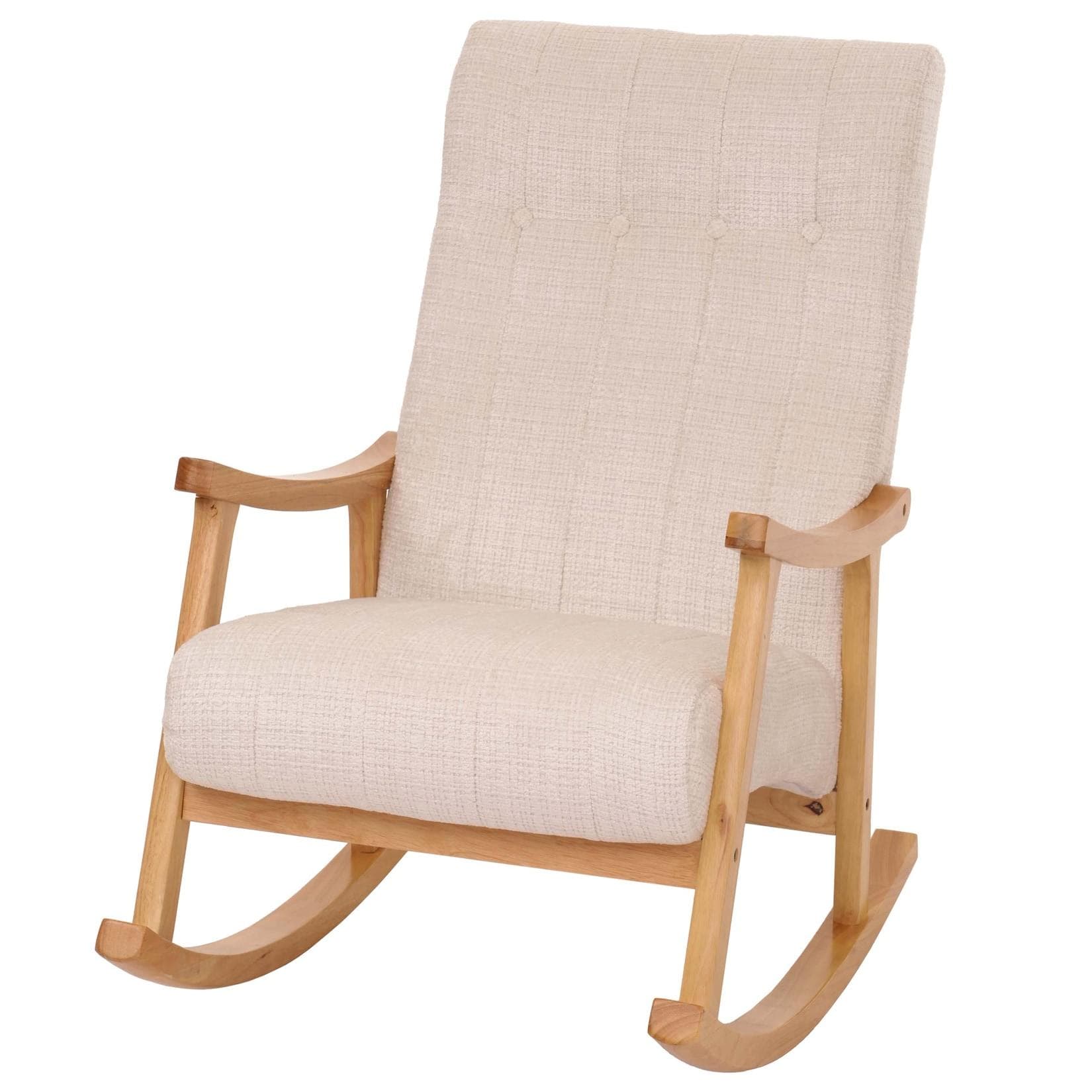MCW Schaukelstuhl MCW-K10 Relaxsessel Holz Chenille Creme