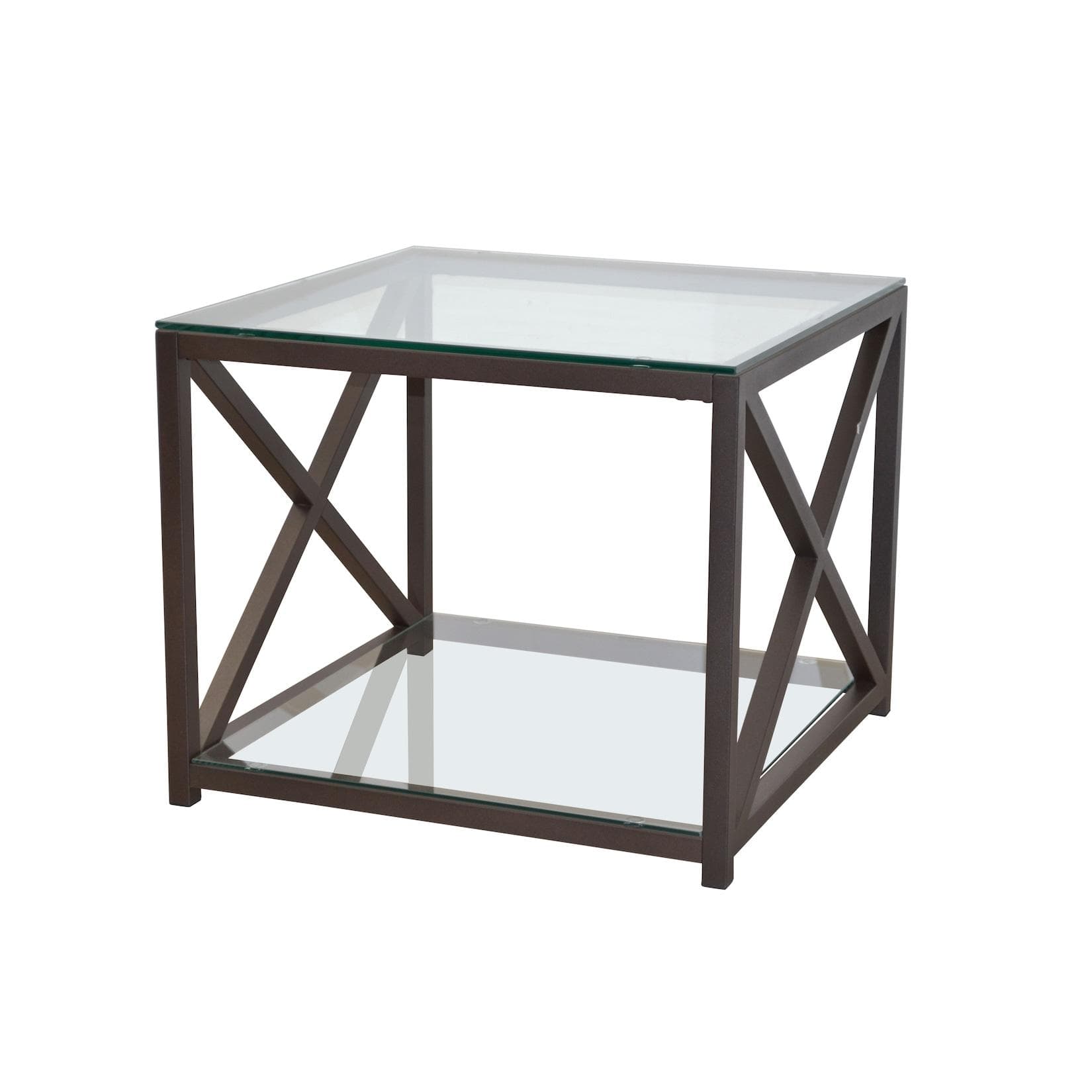 HOFMANN LIVING AND MORE Beistelltisch Braun Klarglas Metall