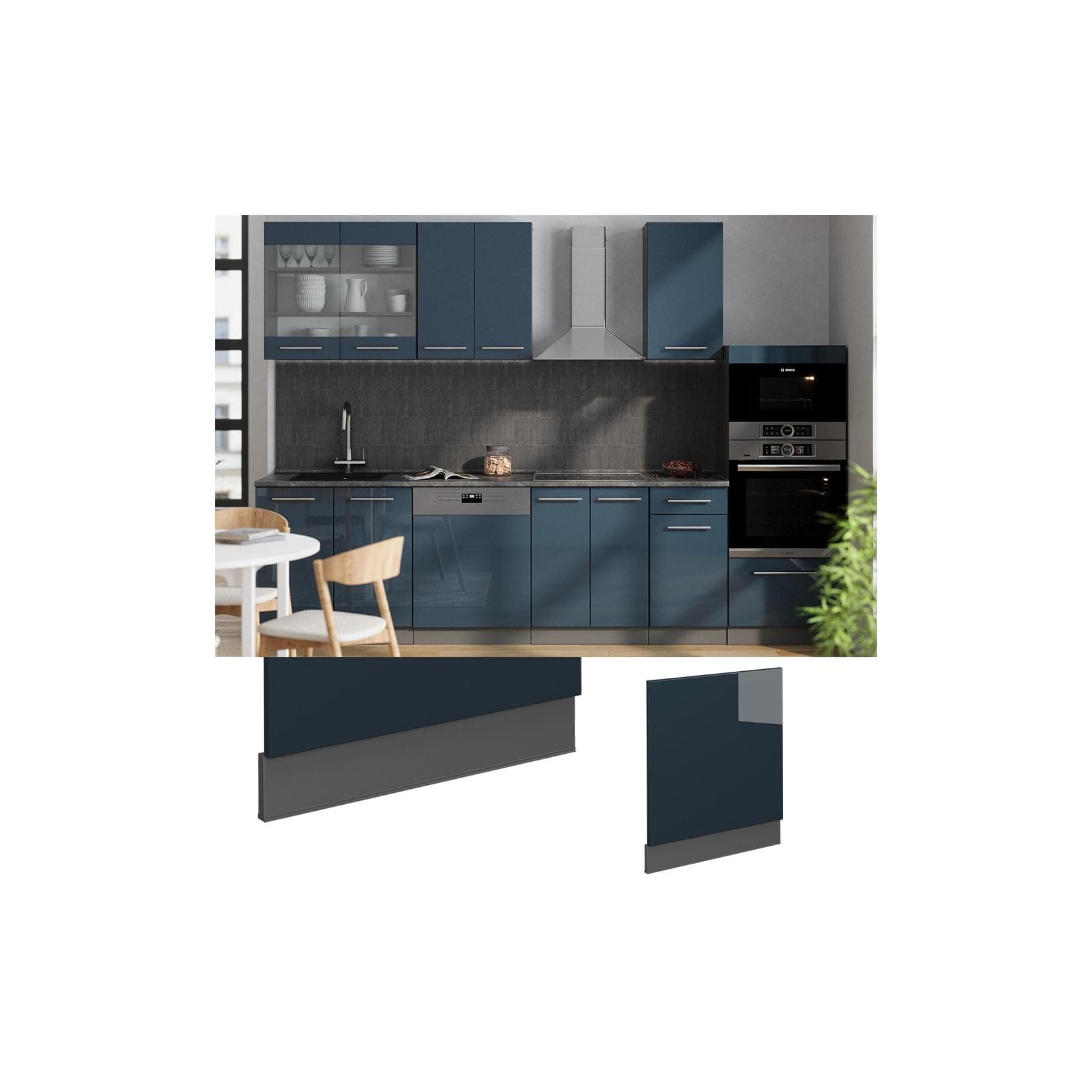 Vicco Geschirrspülerblende Fame-Line Anthrazit Dunkelblau Hochglanz 60 cm
