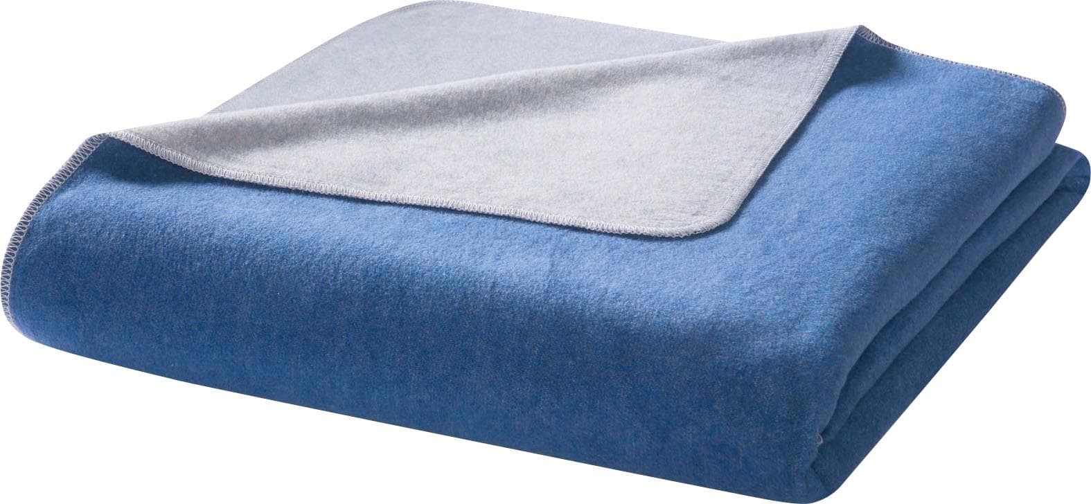 Biederlack Tagesdecke Plaid: Nachhaltige Wohndecke aus Recyclinggarnen Blau-Silber