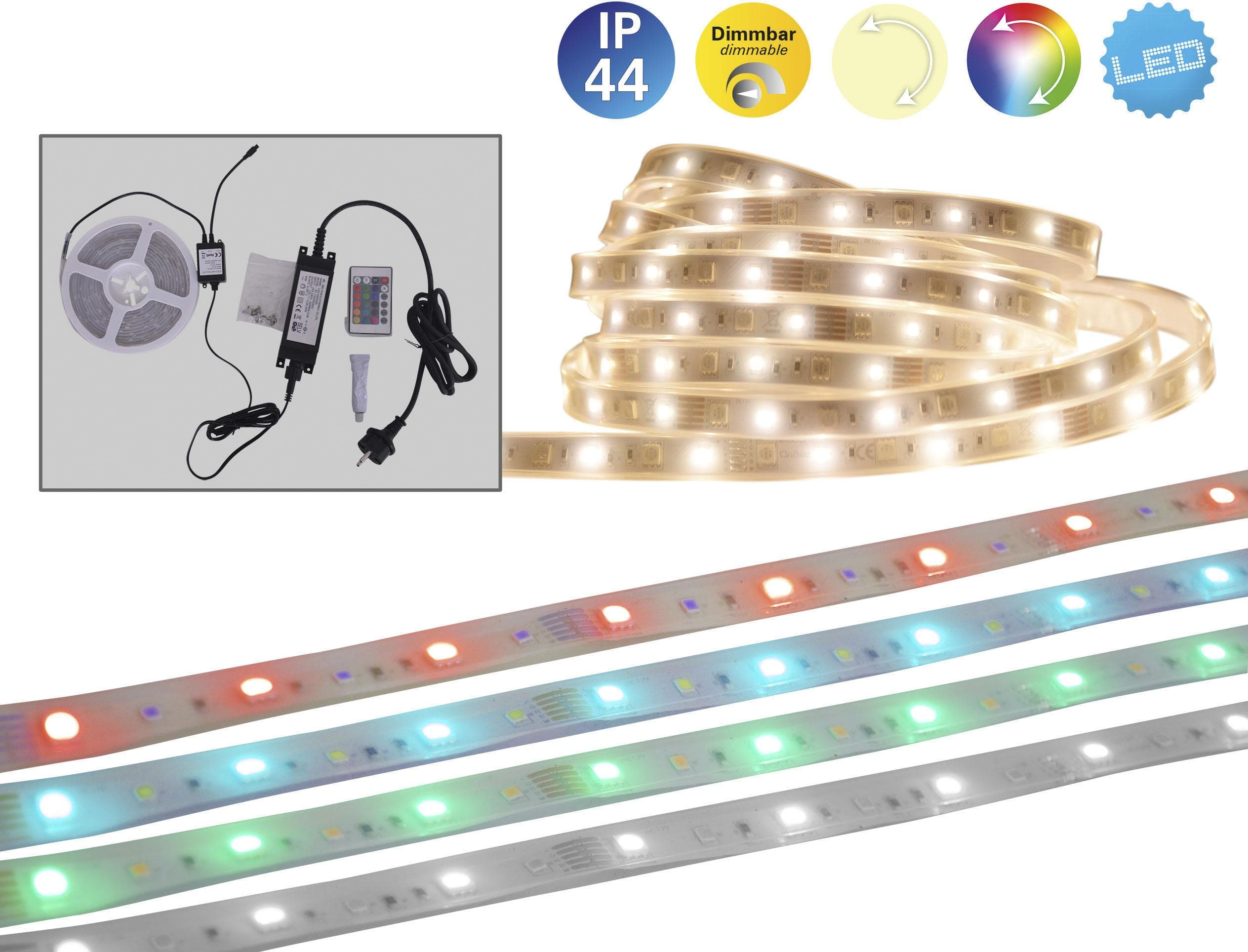 Näve Stripe Lichterkette Außenleuchte RGB LED Fernbedienung Dimmbar IP44