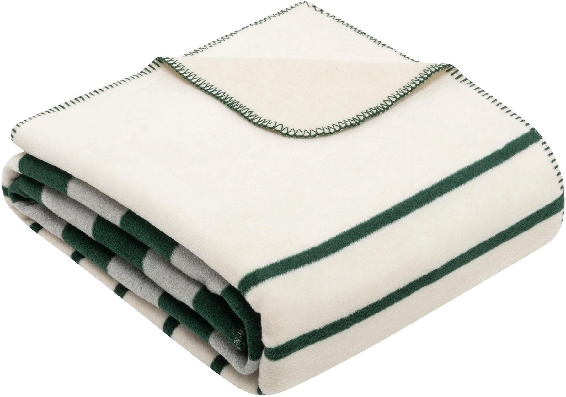 s.Oliver Wohndecke Kuscheldecke Grün Silbergrau Streifen