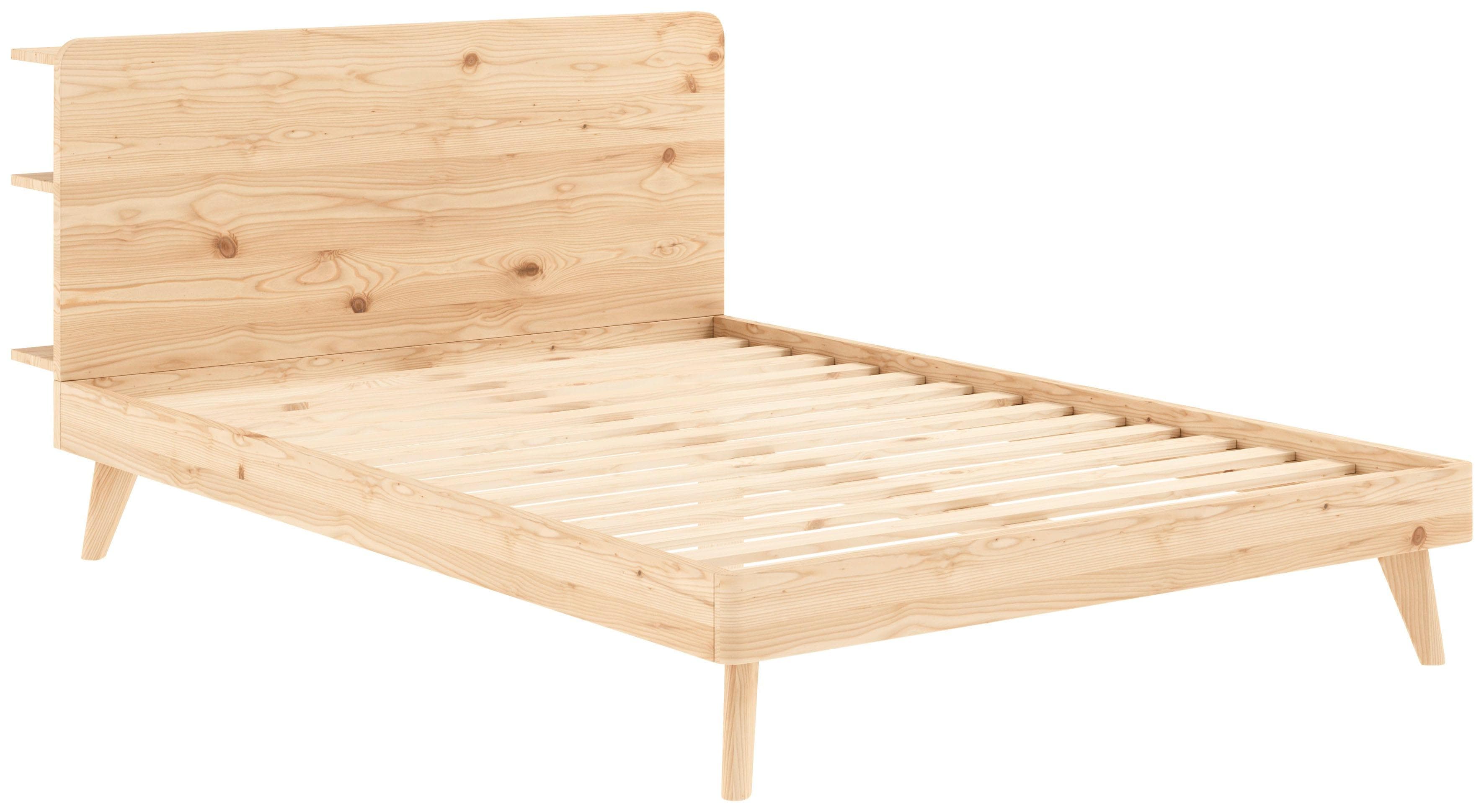Karup Design Bettgestell Retreat Klarlackiert Kiefer mit Ablagen