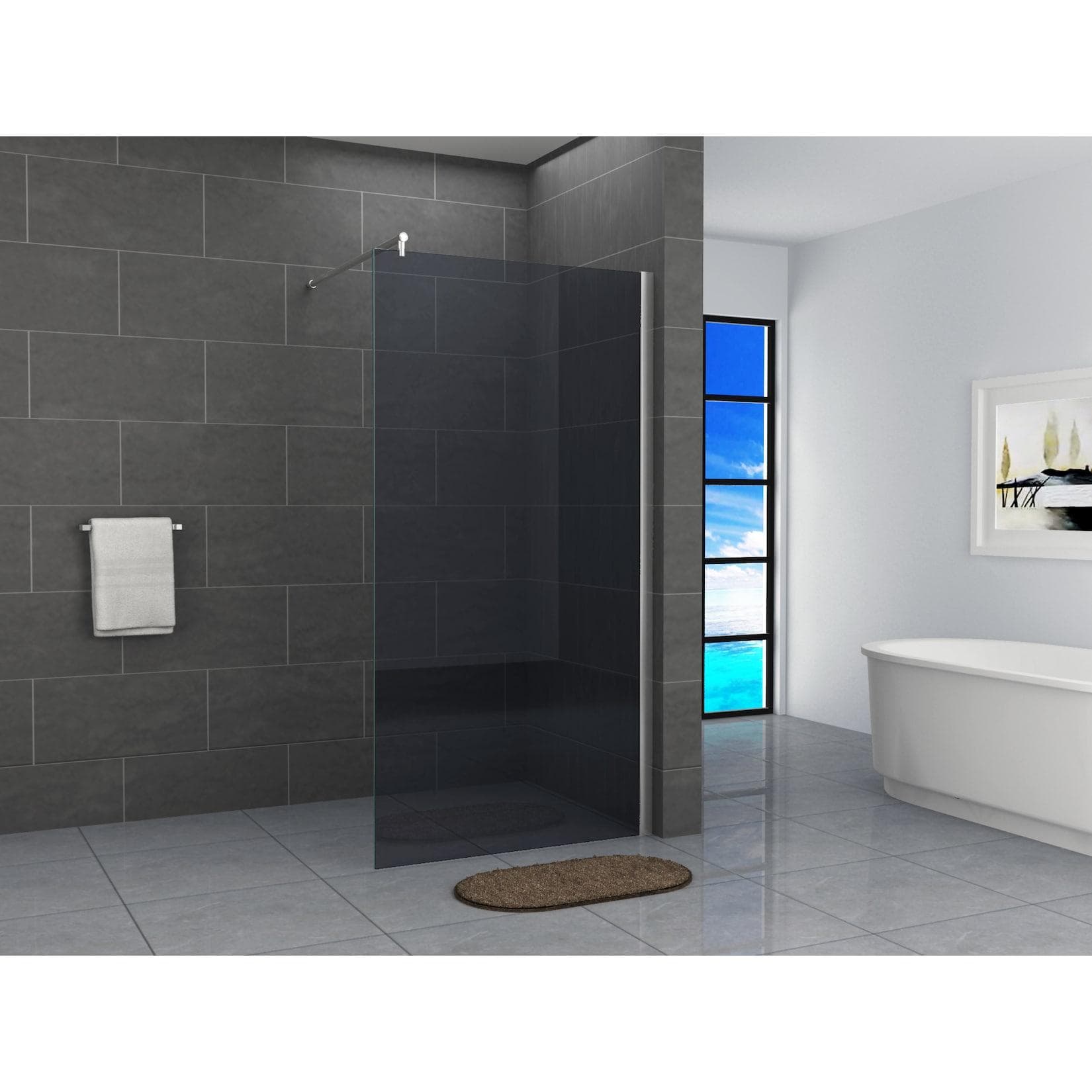 Fa-Bausysteme Walk-In Glas Dusche Grauglas 140 cm