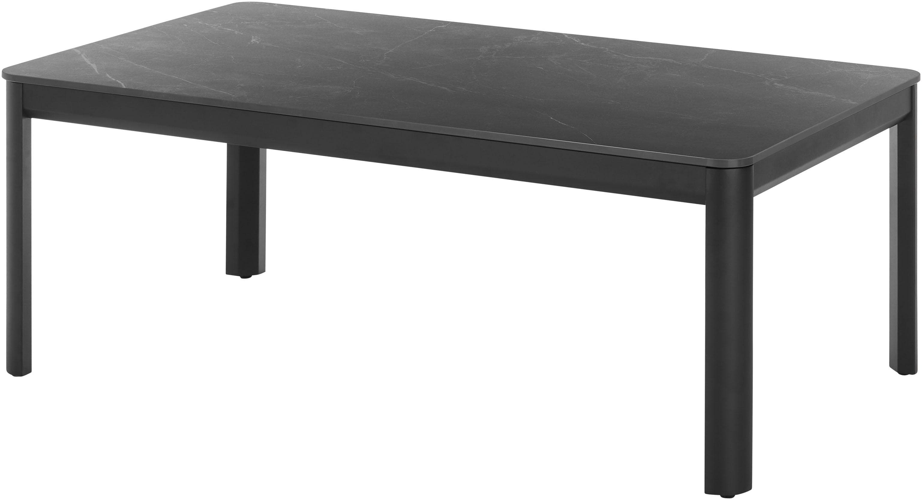 STOLKOM Lenni Couchtisch Keramik Schwarz Gemasert Metallgestell