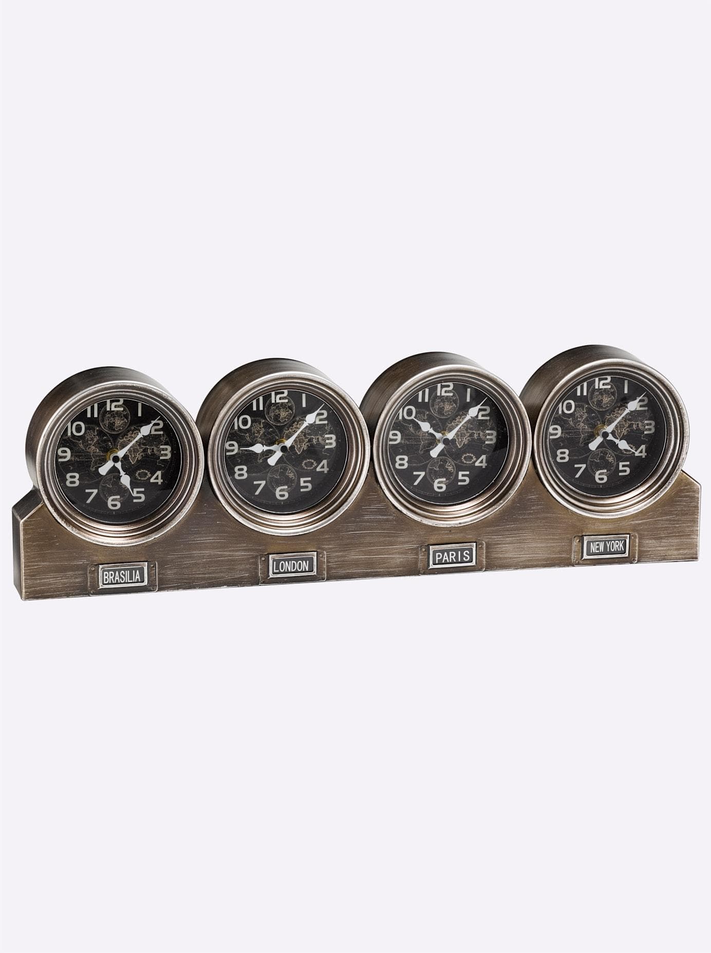 Tischuhr HEINE HOME Braun Silberfarben 4 Uhren