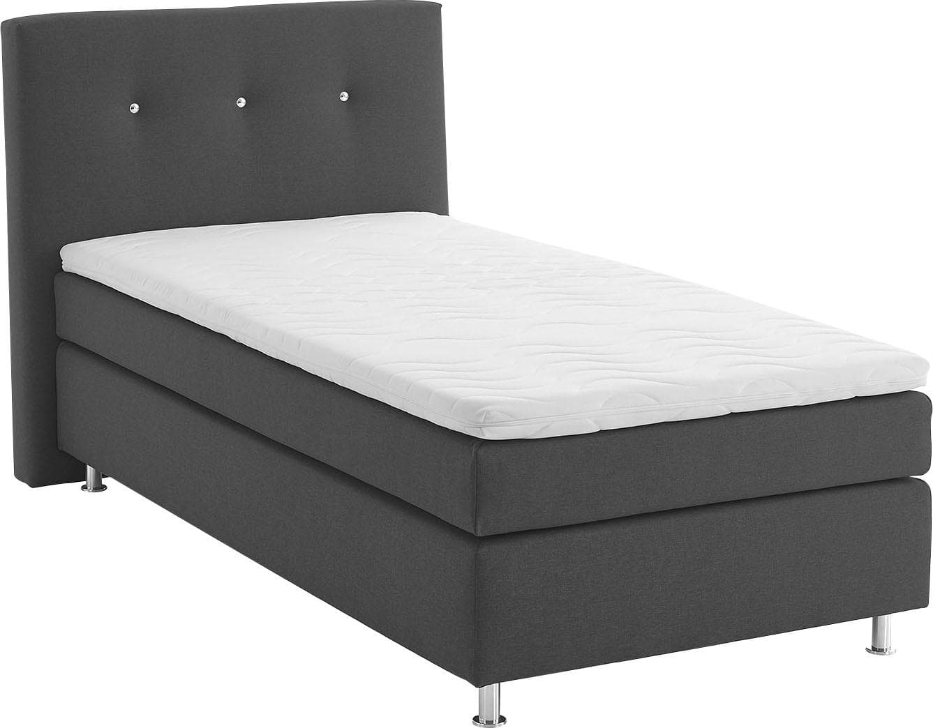 Westfalia Schlafkomfort Boxspringbett Grau mit Topper