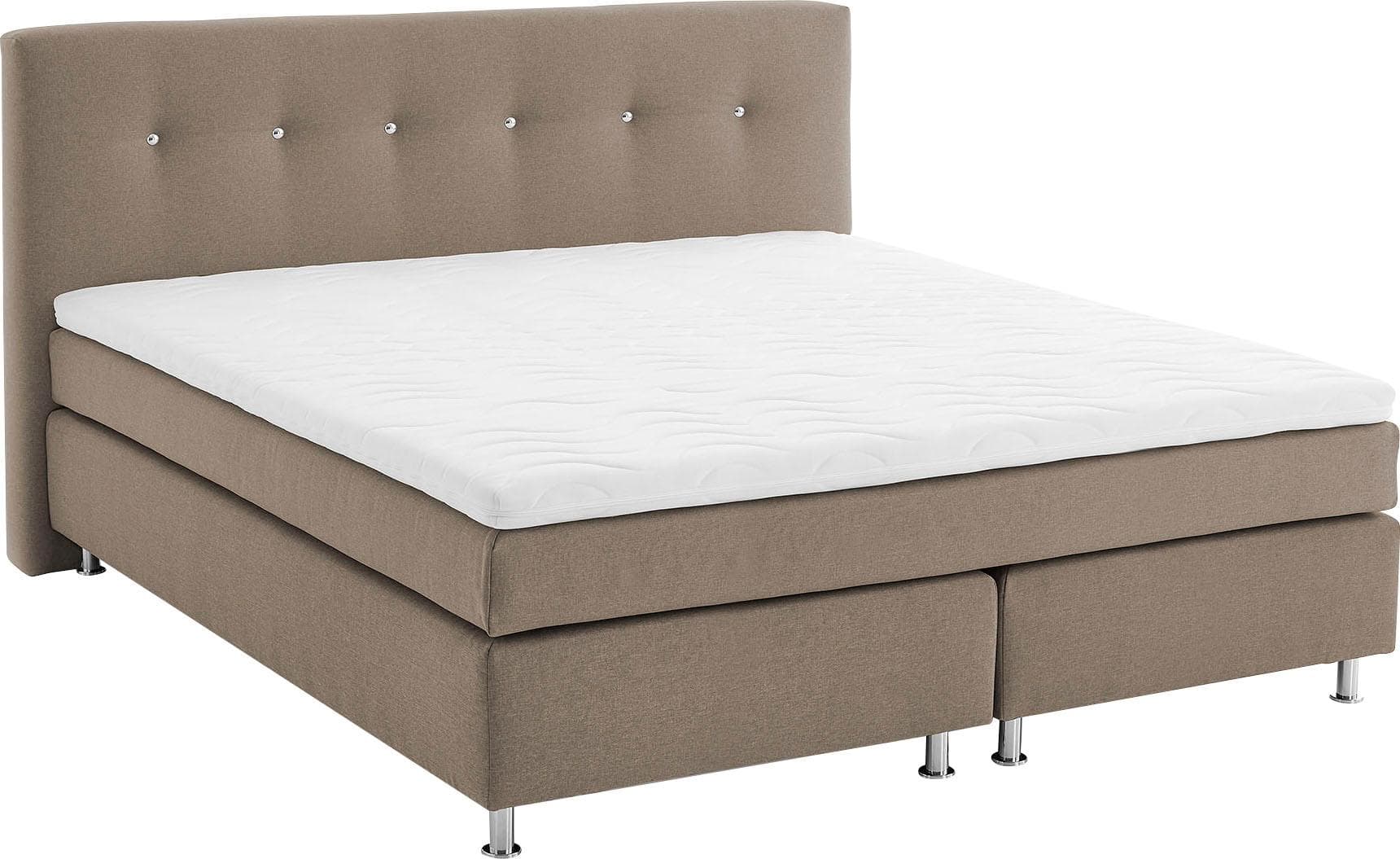 Westfalia Schlafkomfort Boxspringbett Beige Schwarz mit Topper