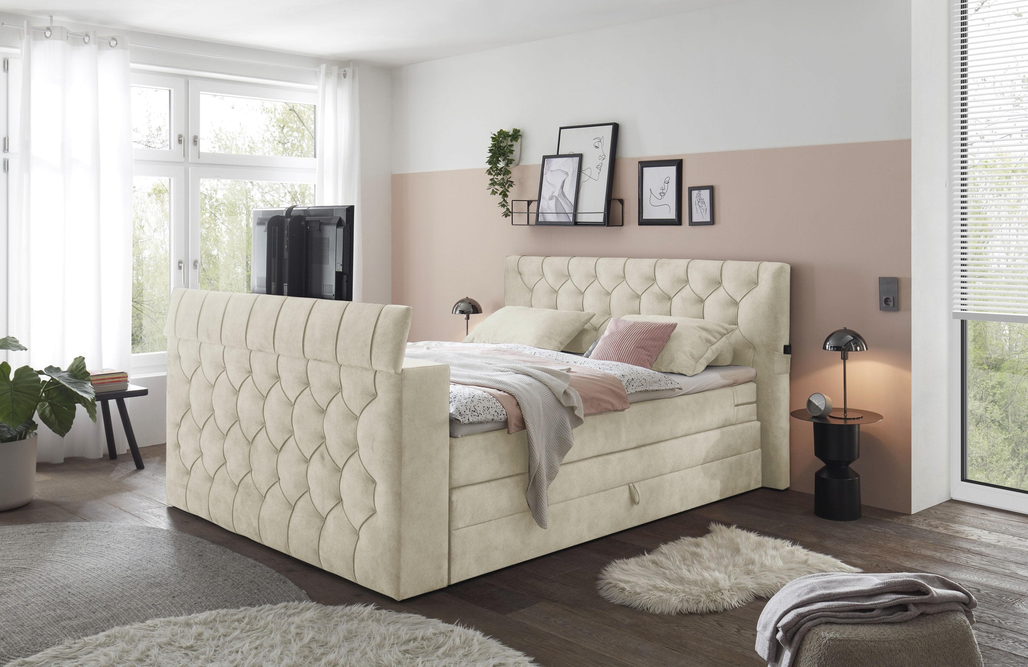 Boxspringbett Springdale mit TV-Halterung und Bettkasten