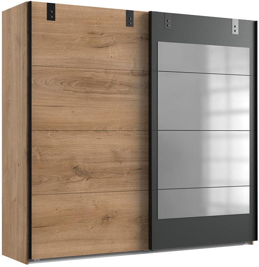 Wimex Schwebetürenschrank Malmö Plankeneiche/Graphit mit Spiegel