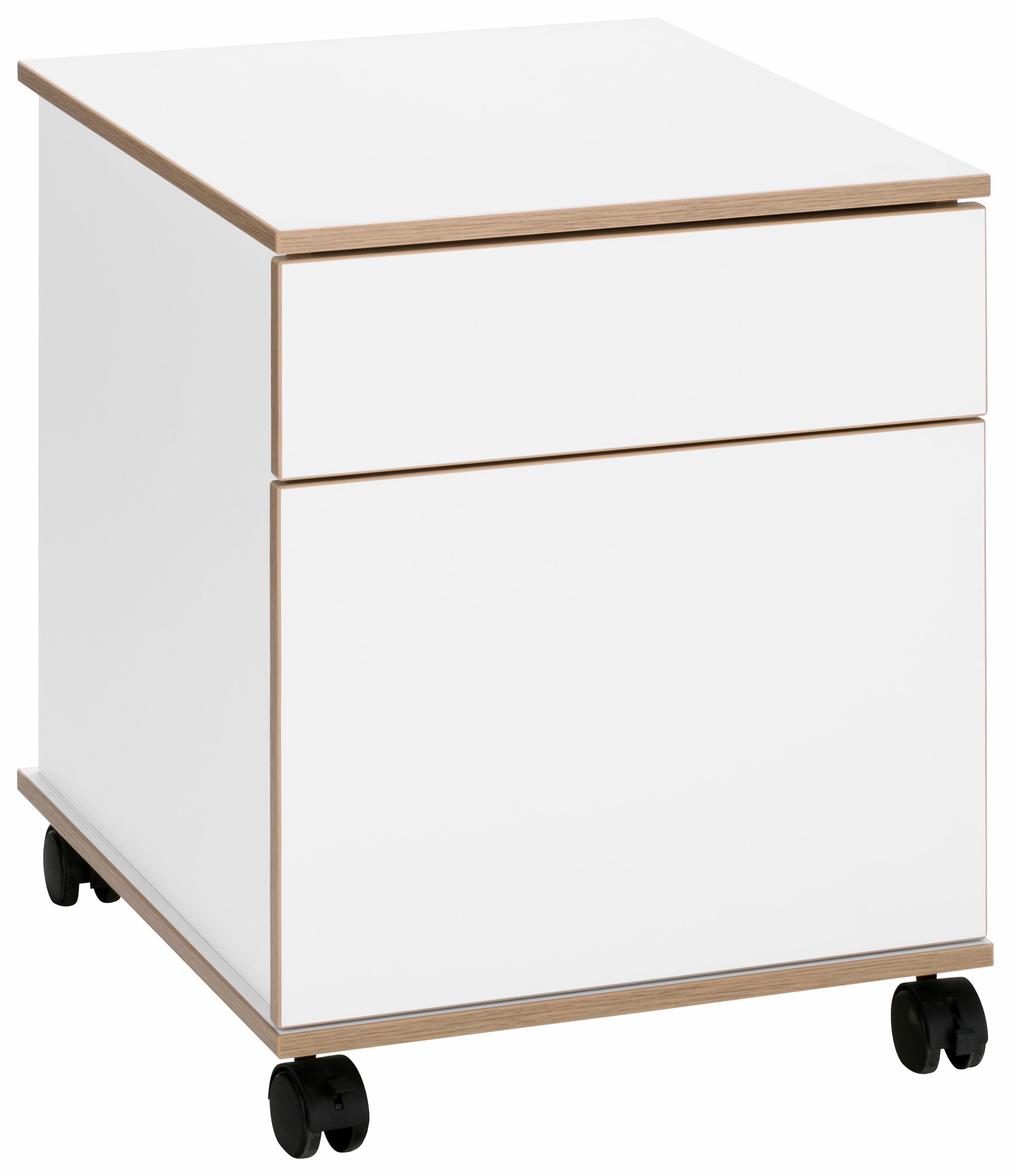 VOGL Rollcontainer Trelle Weiß Matt Eiche Furniert Soft-Close