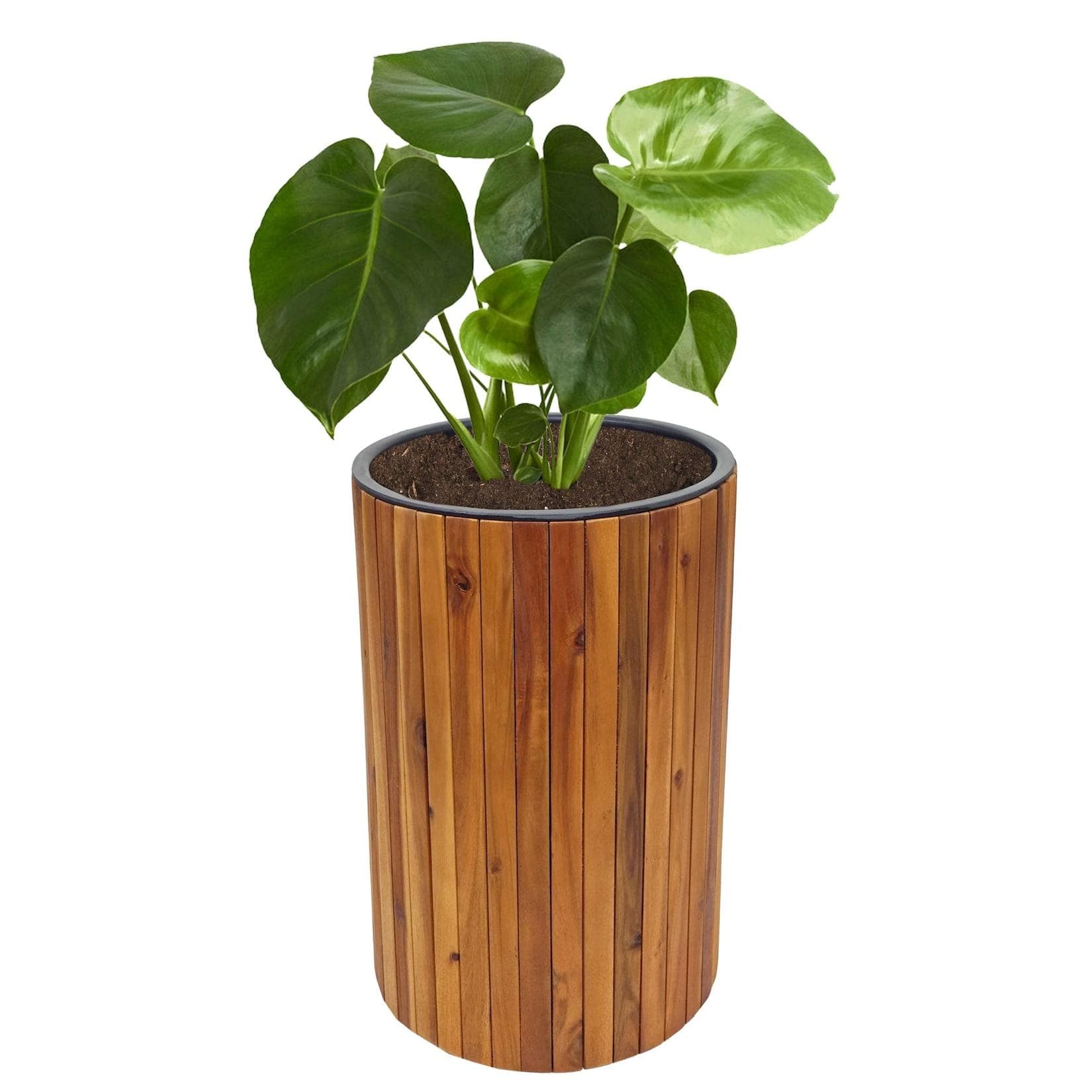 MCW Pflanzkasten MCW-L24 Rund 50x34cm Akazienholz Braun Outdoor