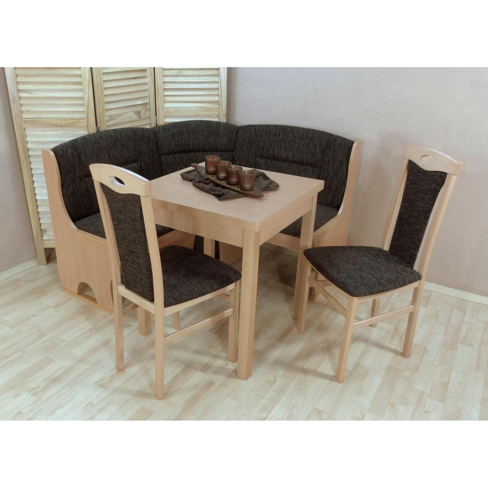 Eckbankgruppe aus Buchenholz mit Melaminbeschichtung