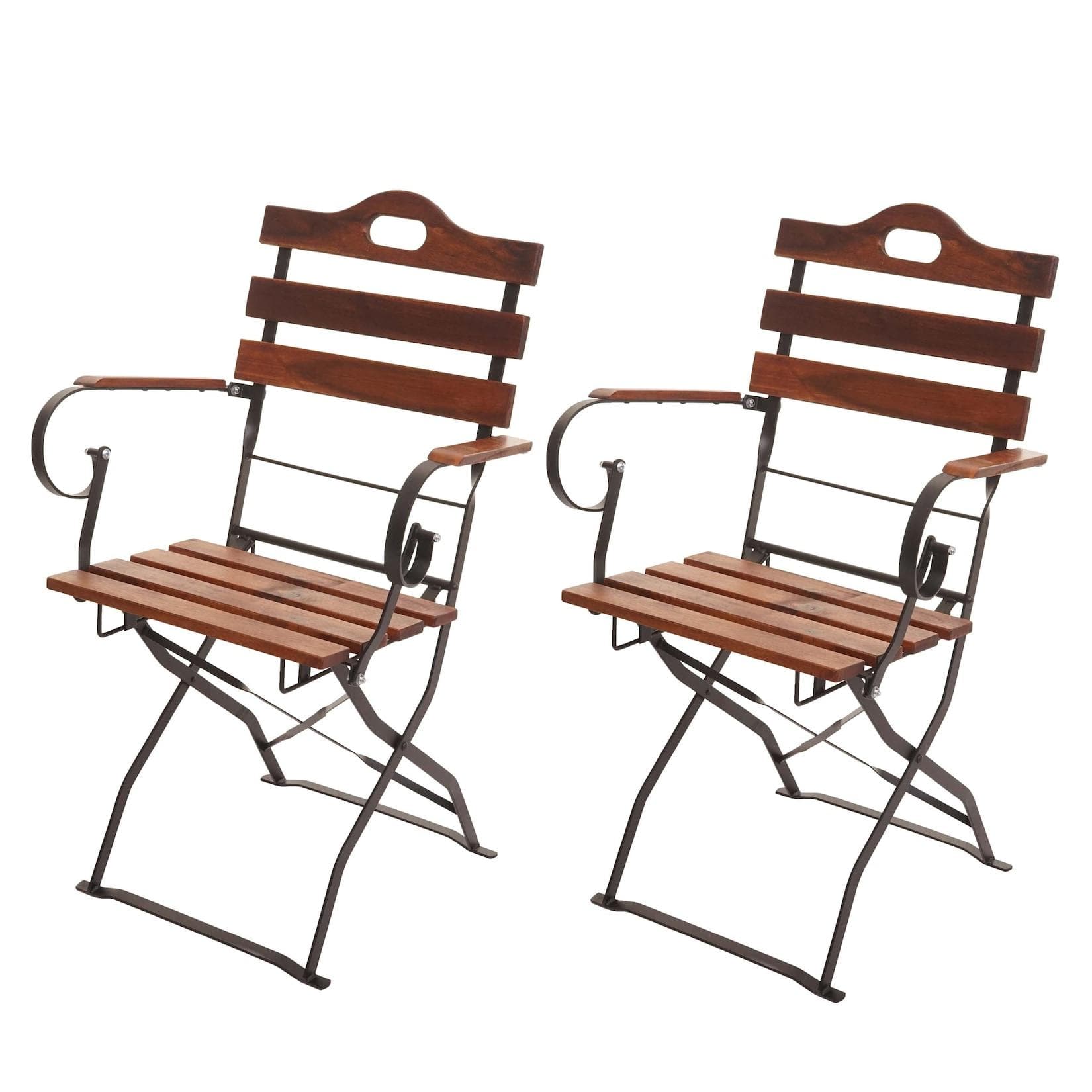 MCW 2er-Set Biergartenstuhl Klappstuhl Gartenstuhl Akazie Braun Gastro-Qualität