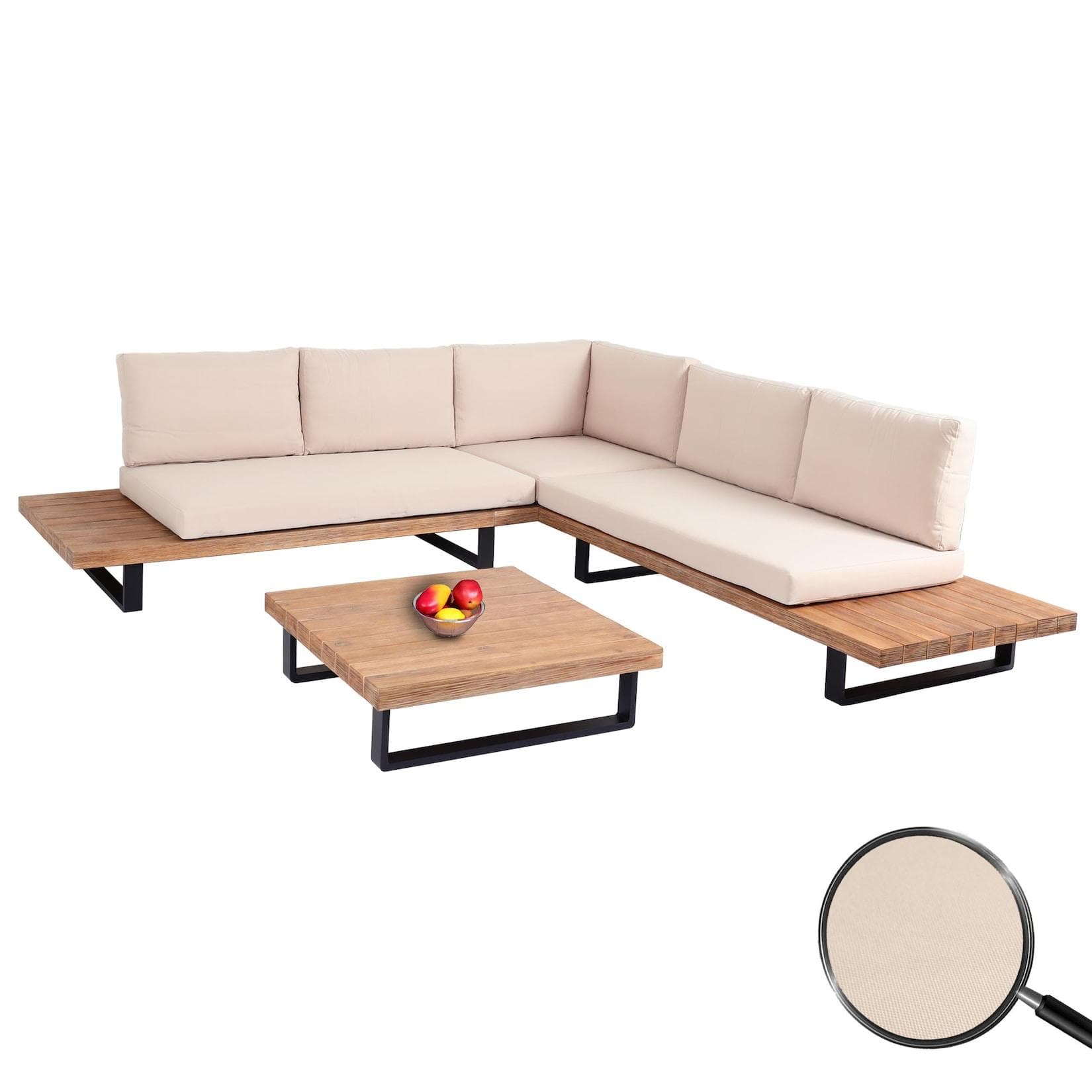 MCW Garten-Garnitur MCW-H54 Lounge-Set Akazie Alu Beige