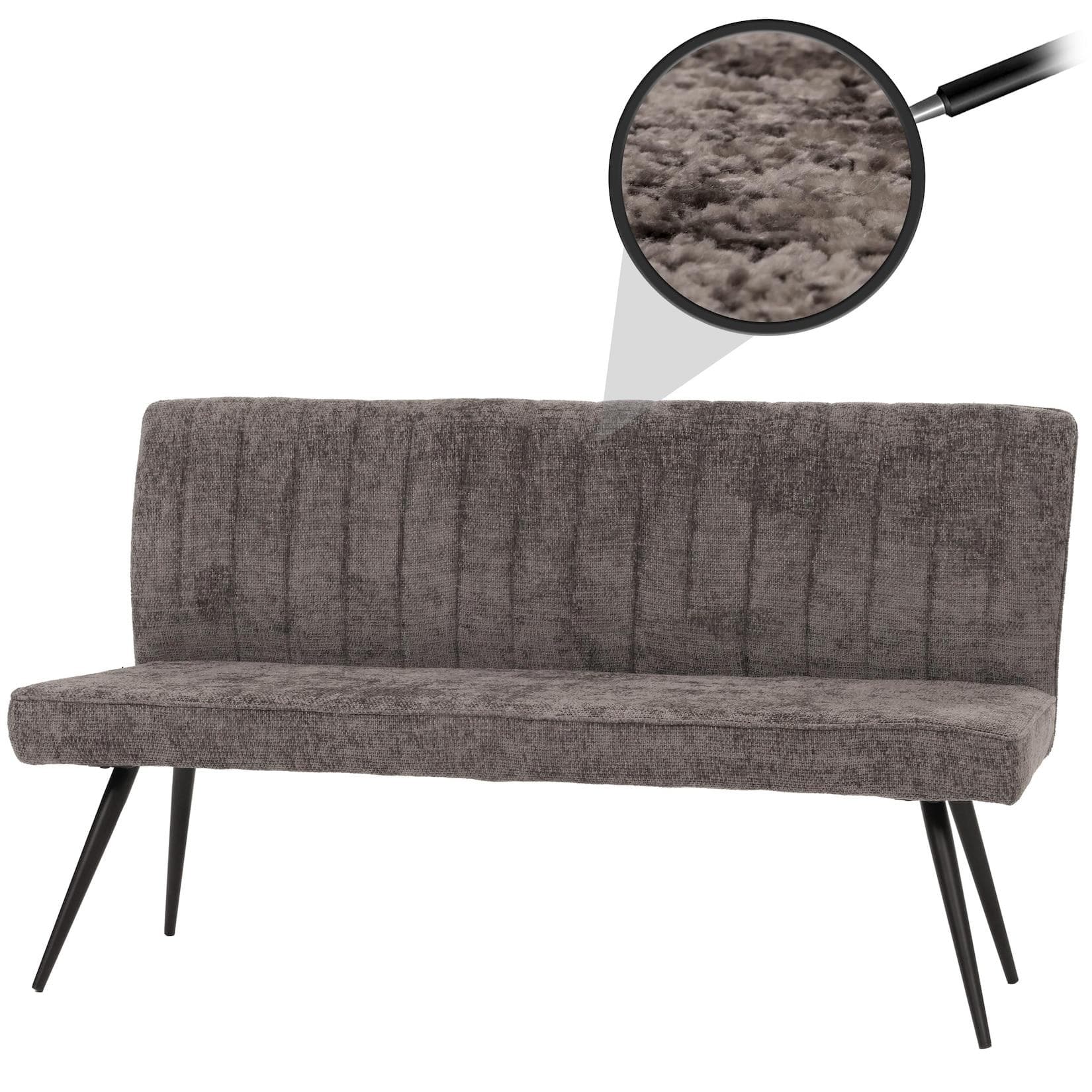 MCW Sitzbank MCW-K16 mit Chenille Bezug und Metallgestell Grau-Braun