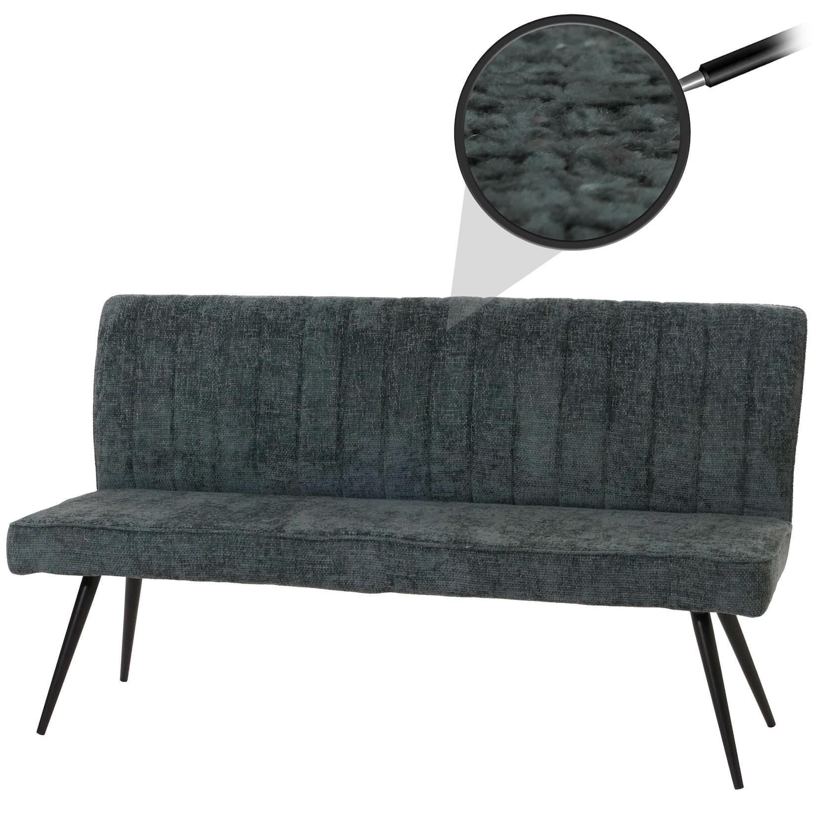 MCW Sitzbank MCW-K16 mit Rückenlehne Blau-Grün Chenille Stoff