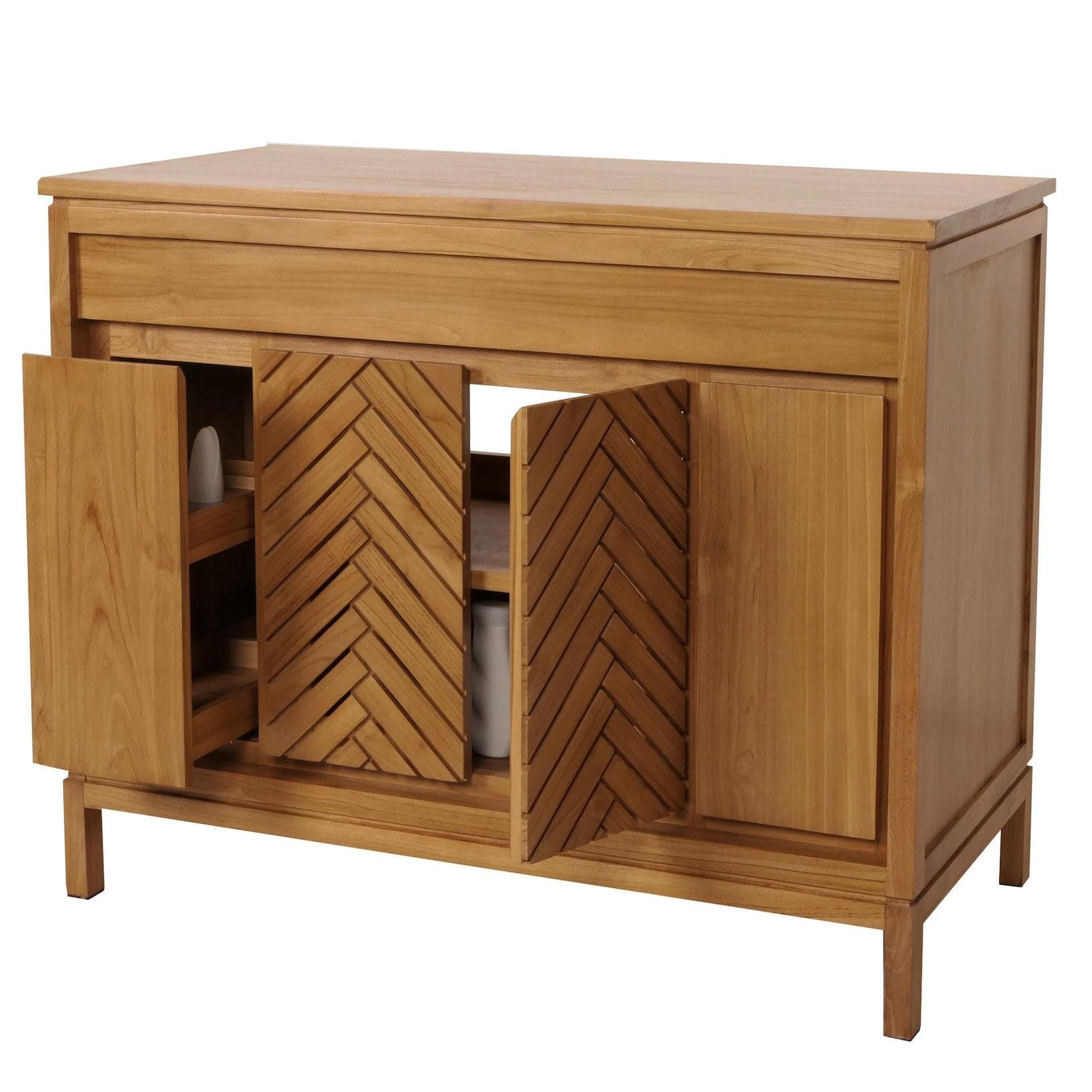 MCW Teak-Waschbeckenunterschrank B-Grade Kernholz 86x106x56cm