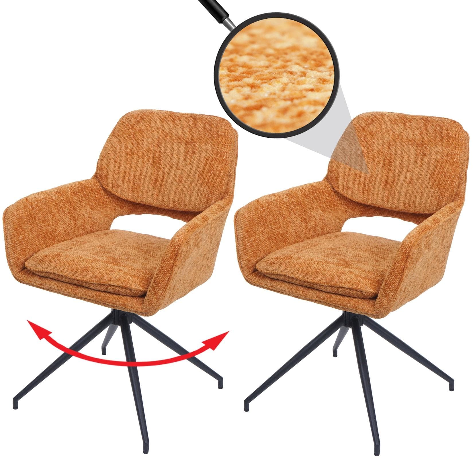 Hochwertige Esszimmerstühle N74 (Set von 2) mit stabiler Stativbasis