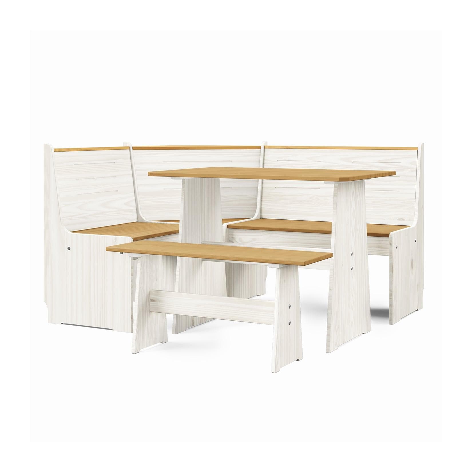 Eckbankgruppe Marija: Landhaus-Esstisch & Eckbank mit Rücklehne (3-tlg. Set)