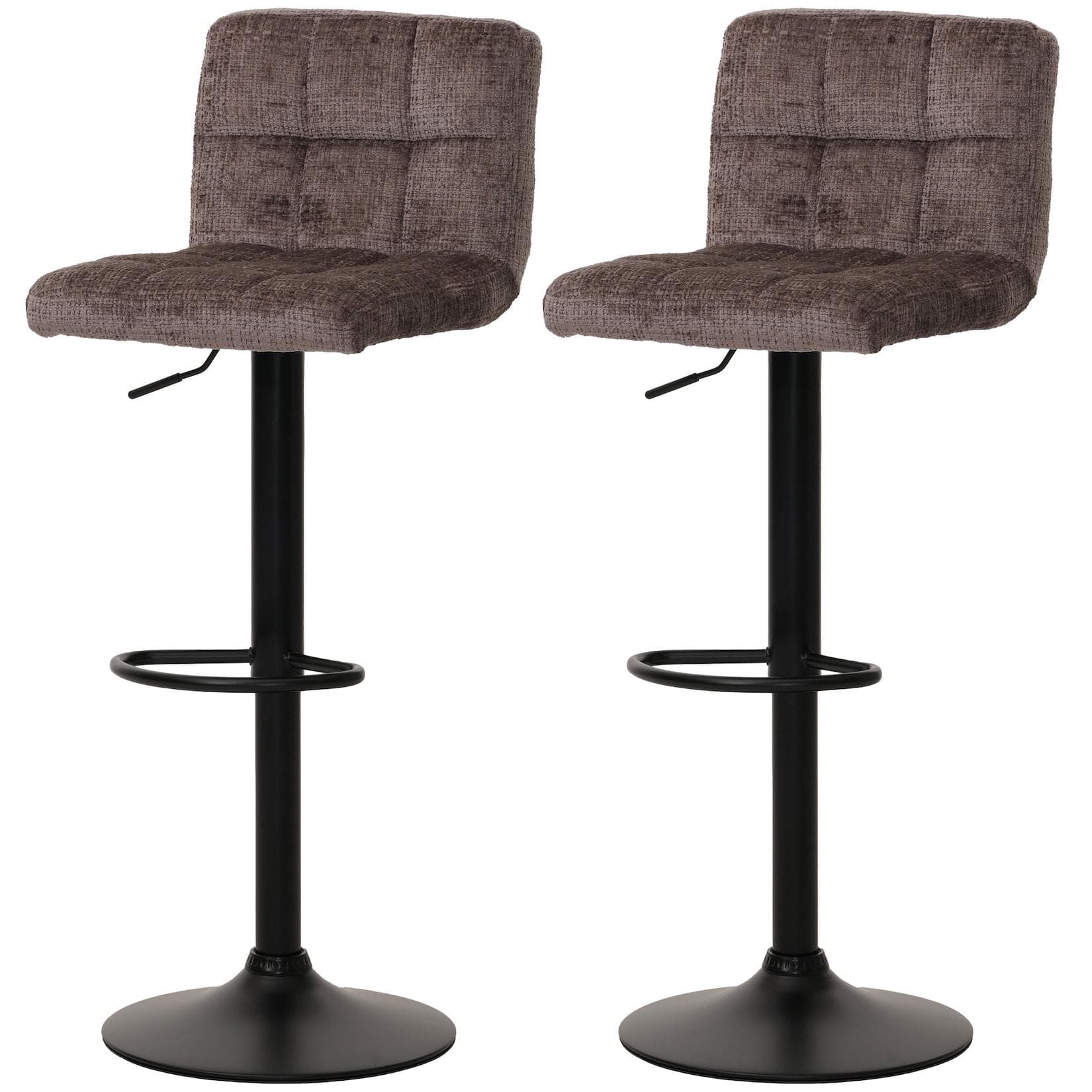 Barhocker-Set G87-Ch: Bequeme Polsterung mit Dekornähten & Schwarzmattem Gestell