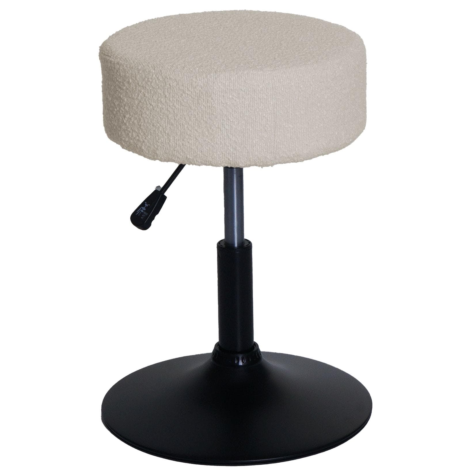 MCW-C22 Hocker Creme-Weiß Höhenverstellbar Drehbar Bouclé