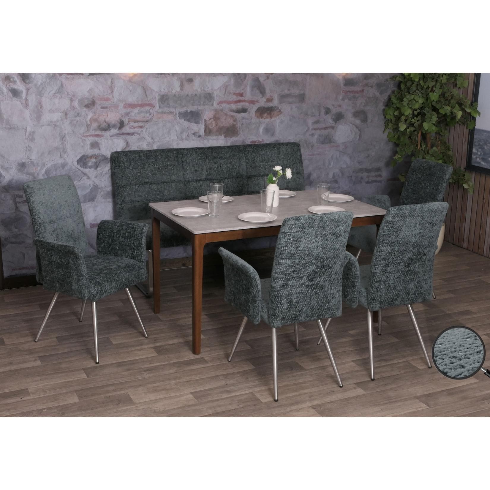 Essgruppe für 5 Personen mit abgerundeten Kanten