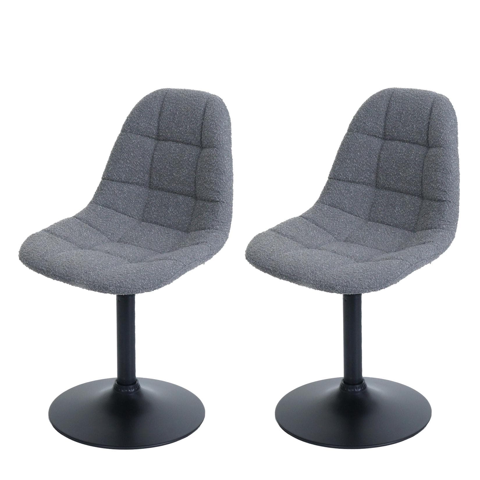 MCW 2er-Set Esszimmerstuhl Stahl Bouclé Dunkelgrau