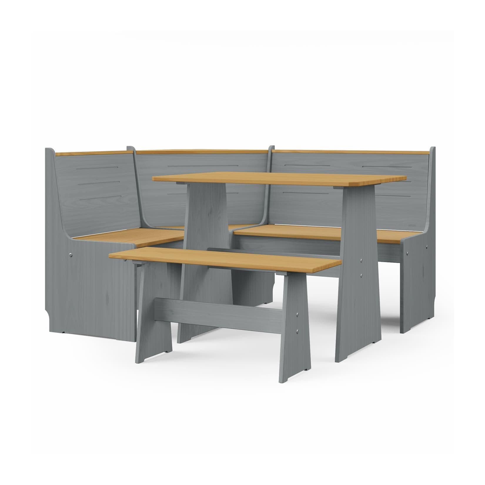 HTI-Living Eckbankgruppe Marija 3-tlg. Grau/Natürlich Landhausstil