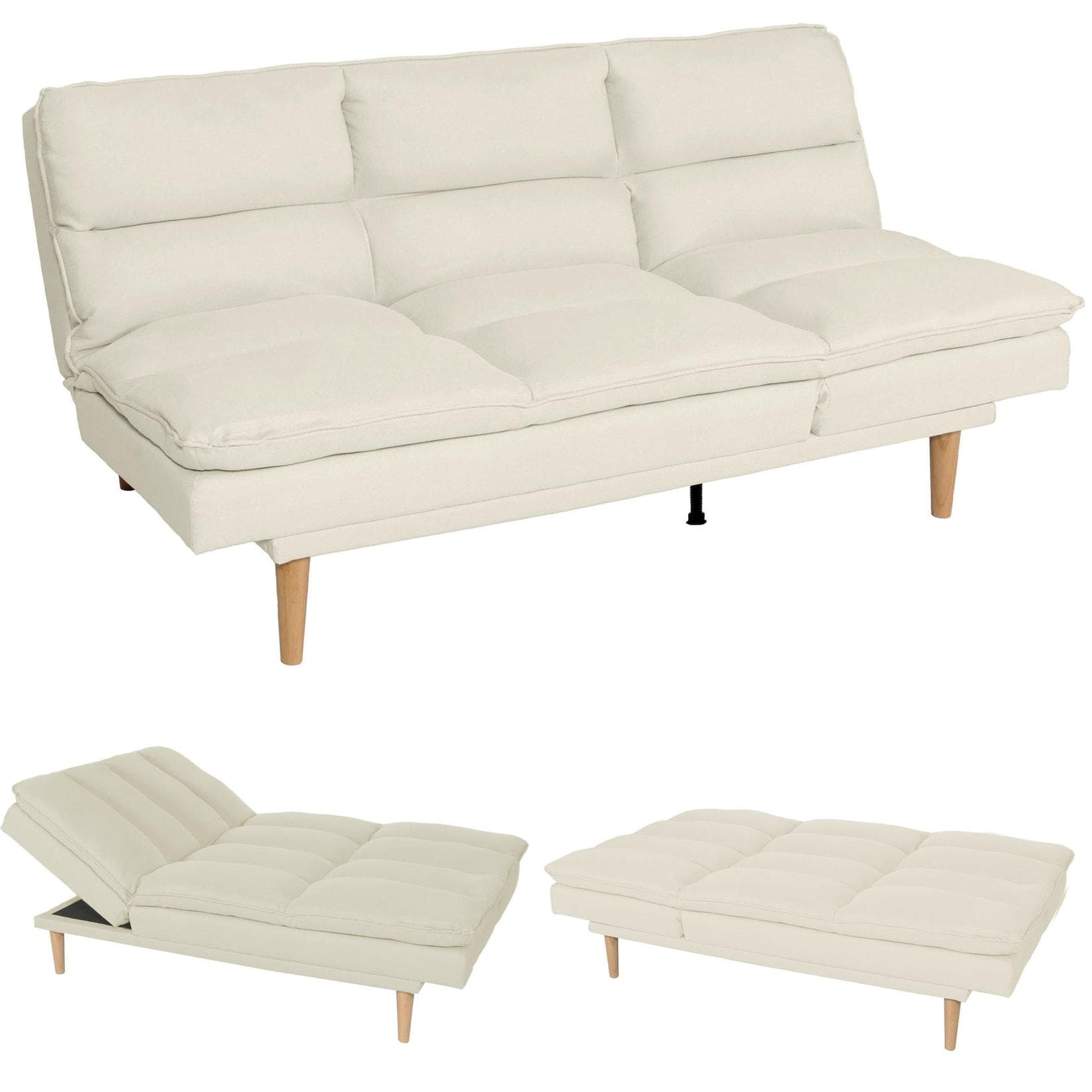 MCW Schlafsofa MCW-M79 Cremefarben Stoff Schlafcouch mit Schlaffunktion