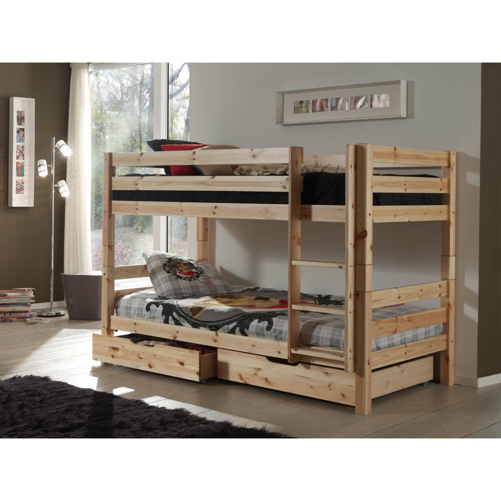 VIPACK Etagenbett Pino Kiefer massiv mit Schubladen