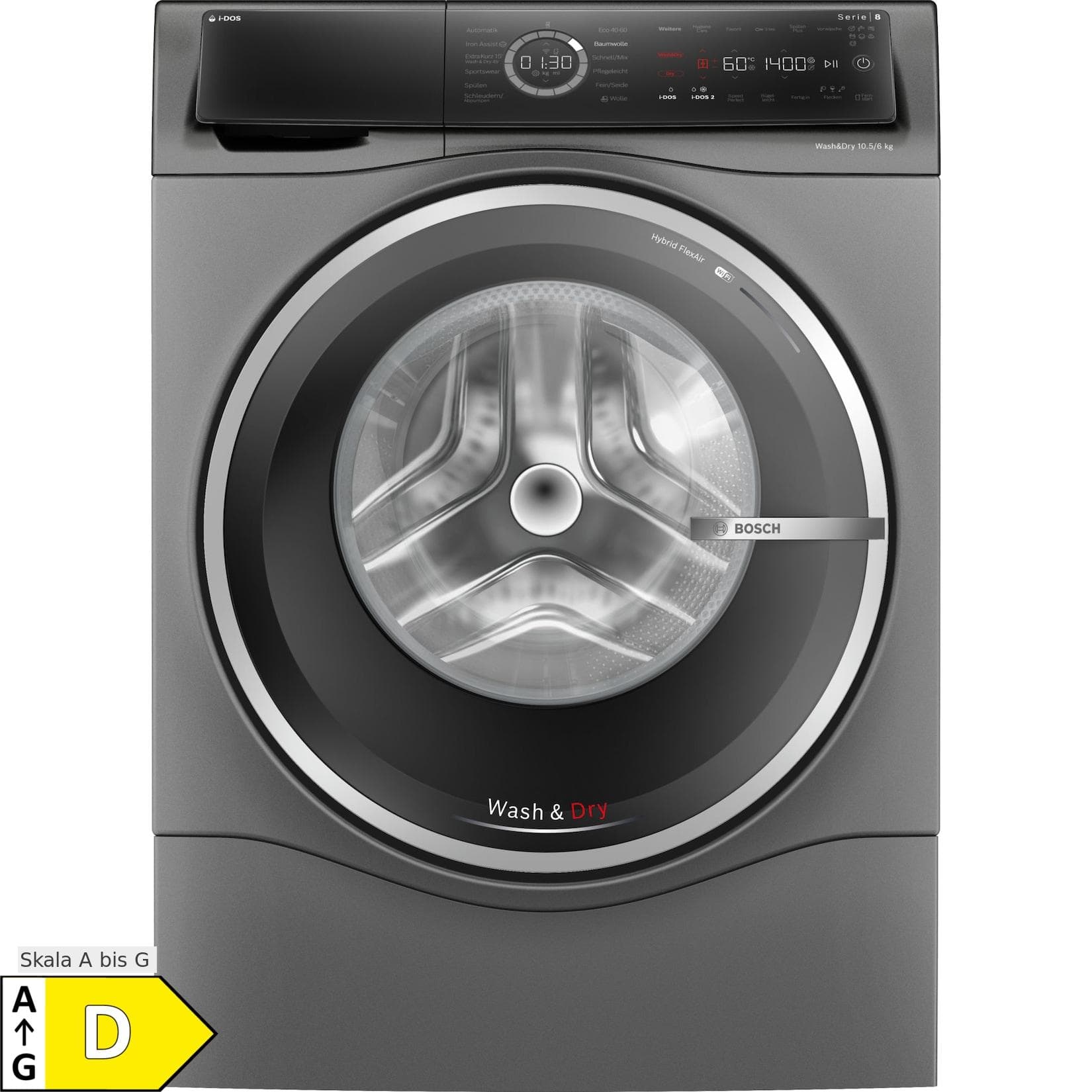 BOSCH Waschtrockner WNC254AS0 6 kg Trocknen, 10,5 kg Waschen, i-DOS, Home Connect