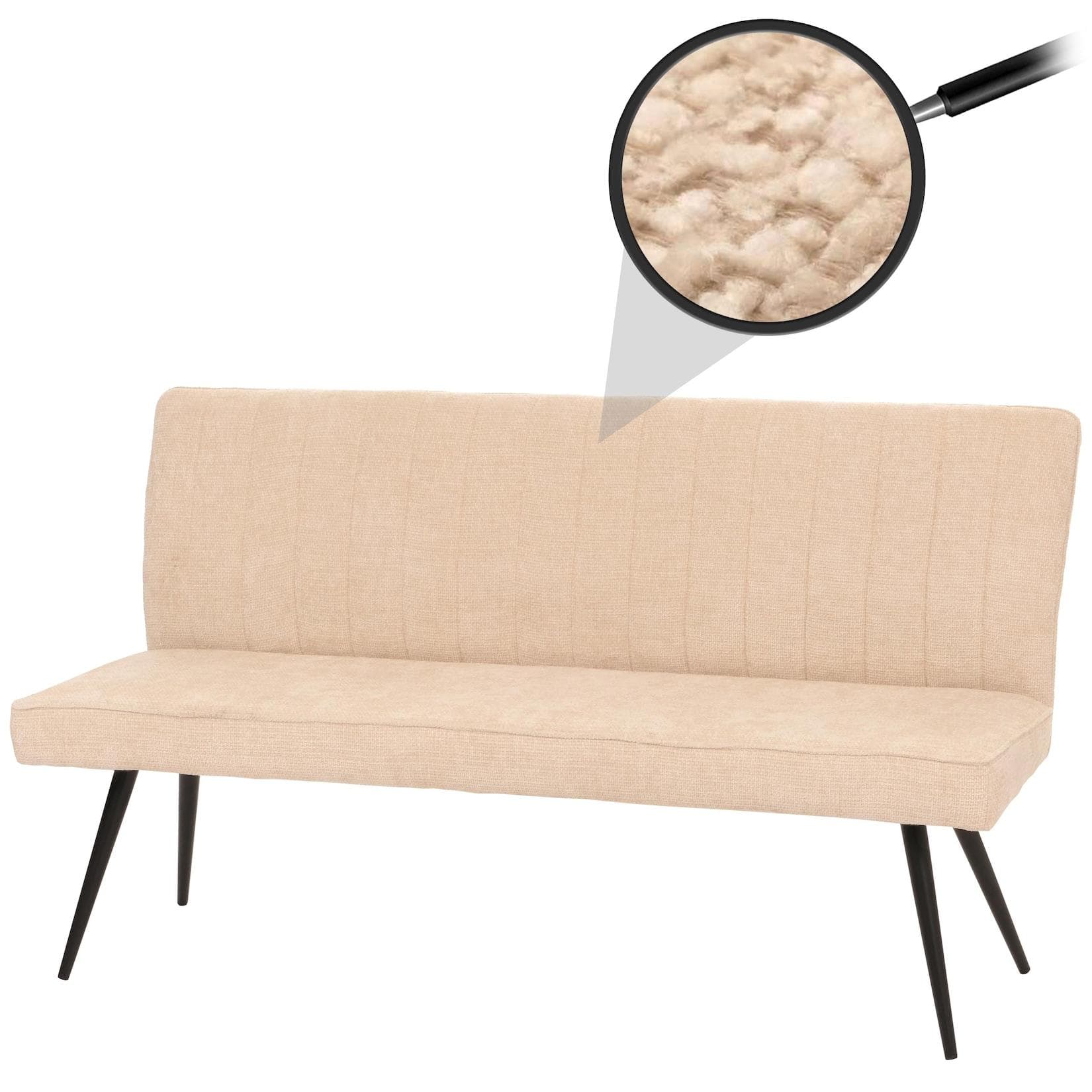MCW Sitzbank MCW-K16 Esszimmerbank mit Rückenlehne Chenille Creme
