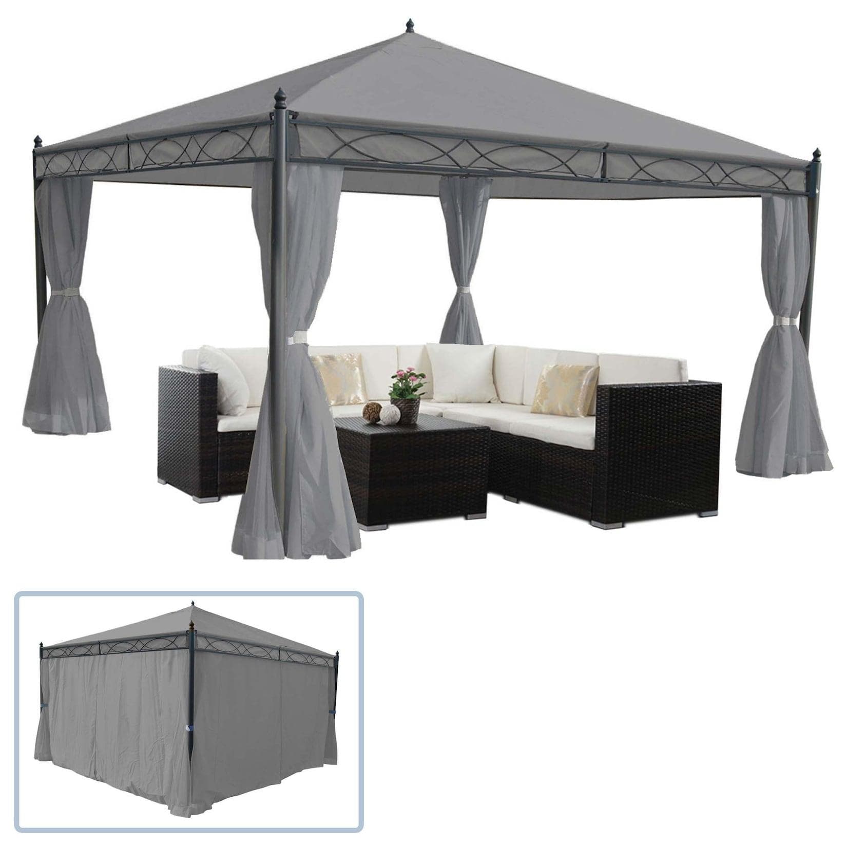 Pergola Calpe Garten Pavillon 4x4m Hellgrau