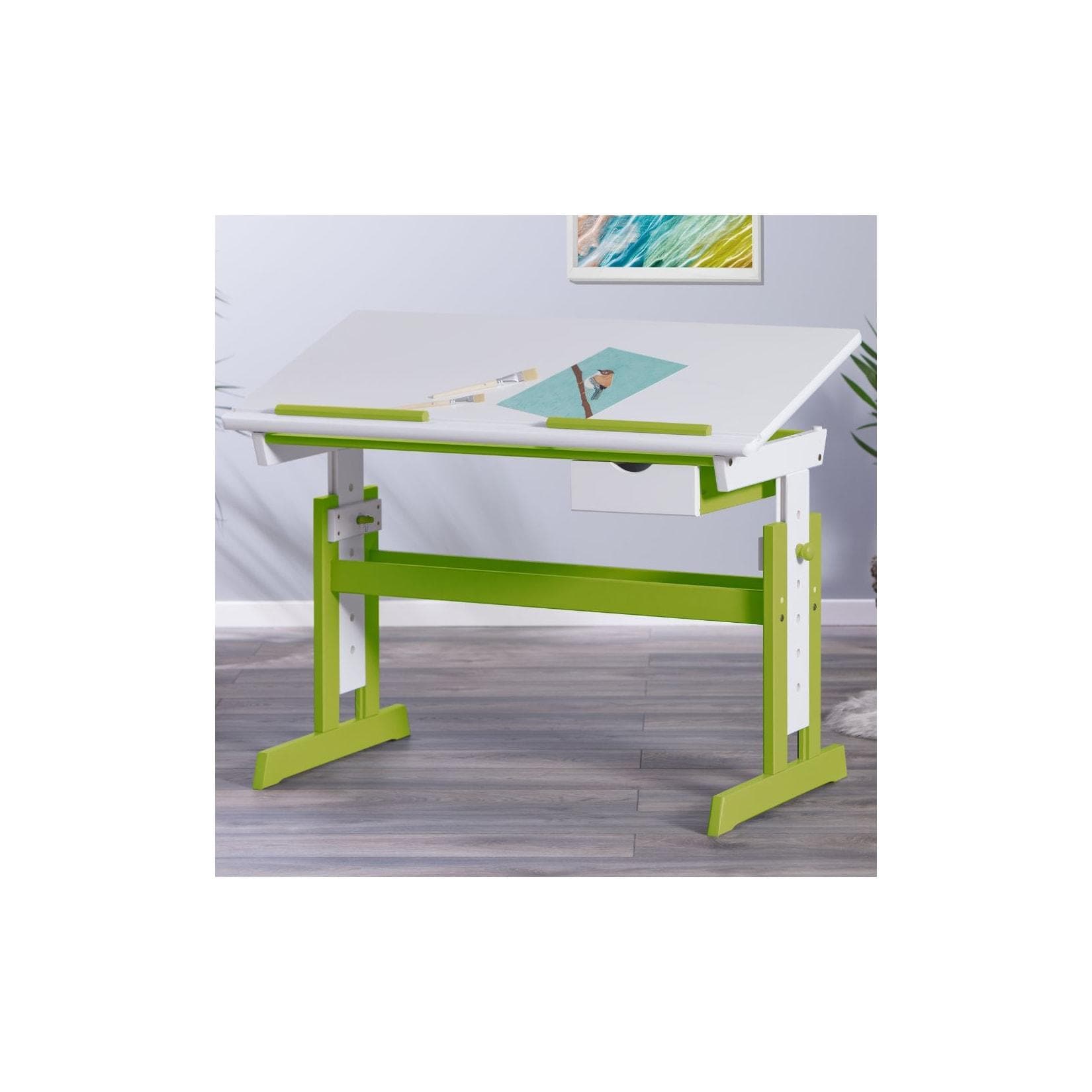 Kinderschreibtisch weiß/petrol, modern, kindgerecht