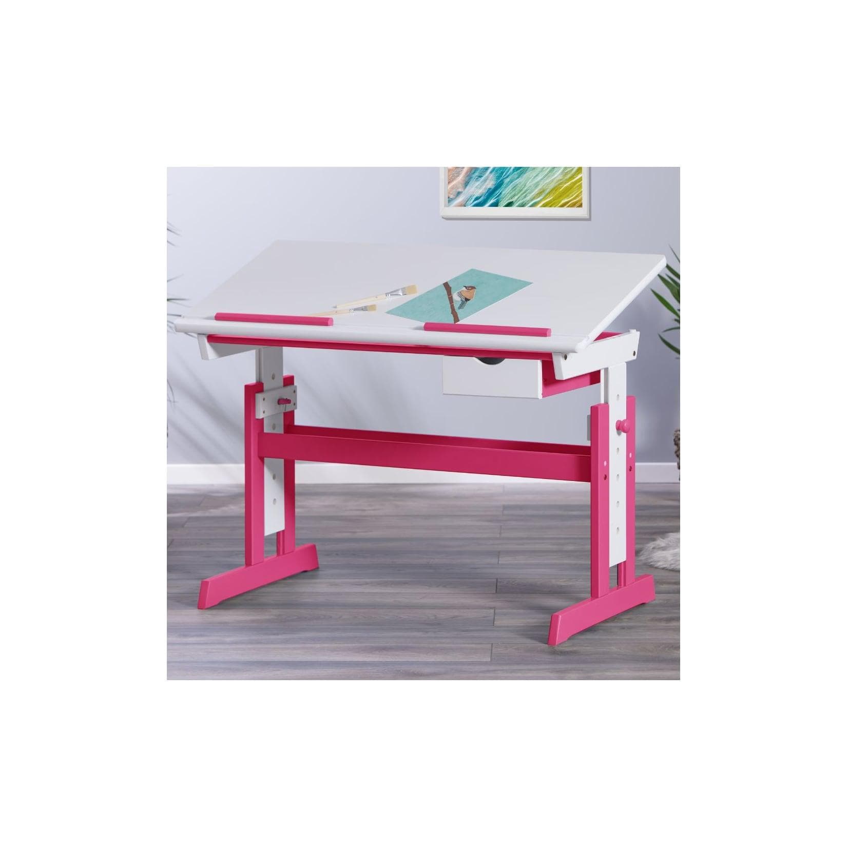 Inter Link Kinderschreibtisch Pink Weiß Höhenverstellbar