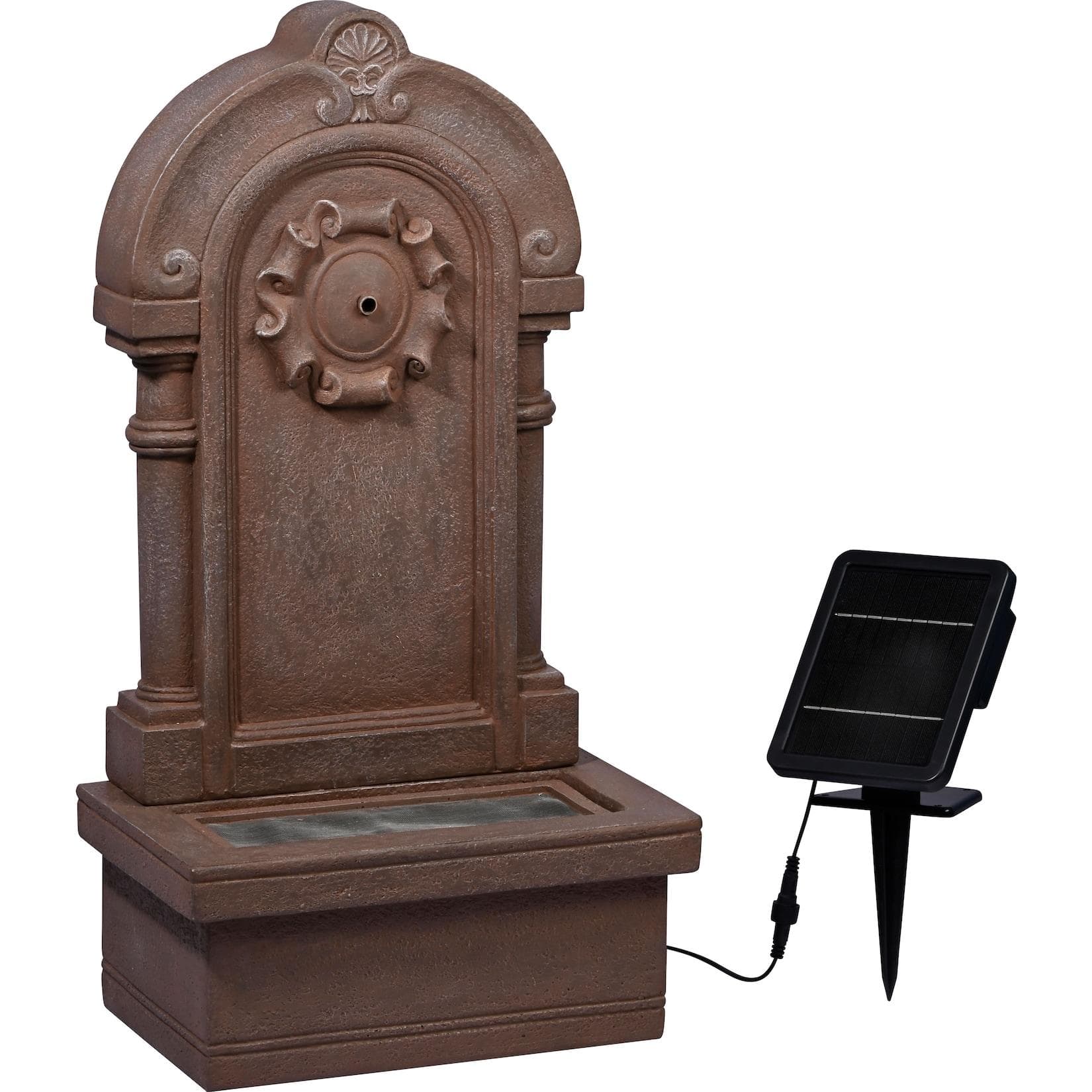 Dobar Gartenbrunnen Poseidon mit Solar-Panel Wasserspiel