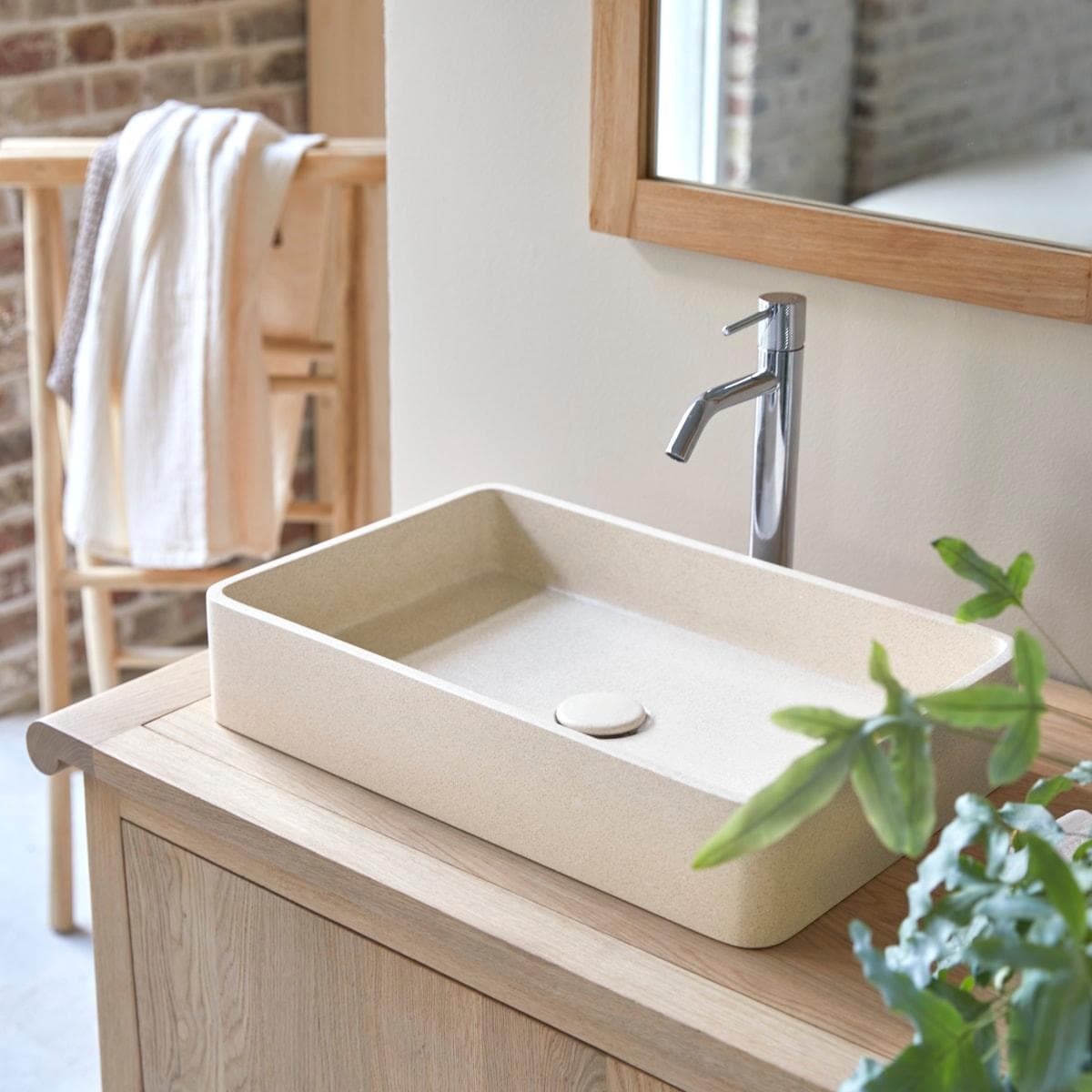 Tikamoon Waschbecken Iris Terrazzo Cremefarben Modern