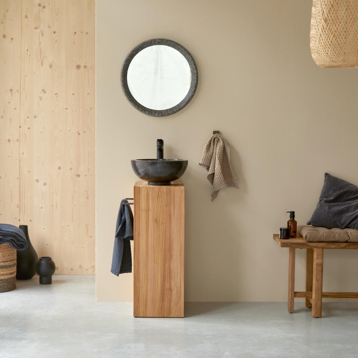 Tikamoon Waschtischunterschrank Teakholz Handtuchhalter
