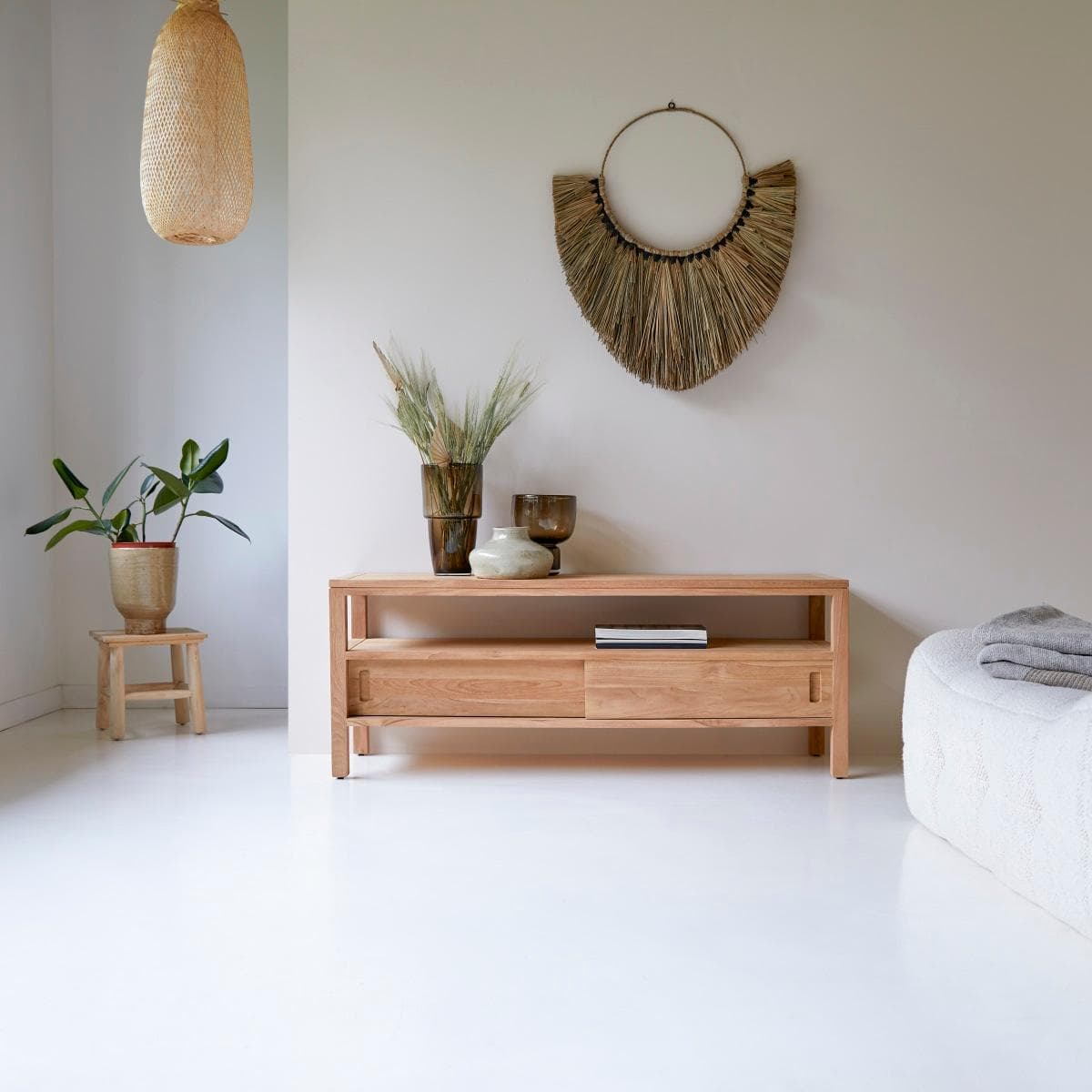 TV Schrank TV Unterschrank Board aus Teak 130 cm natürliches Teakholz