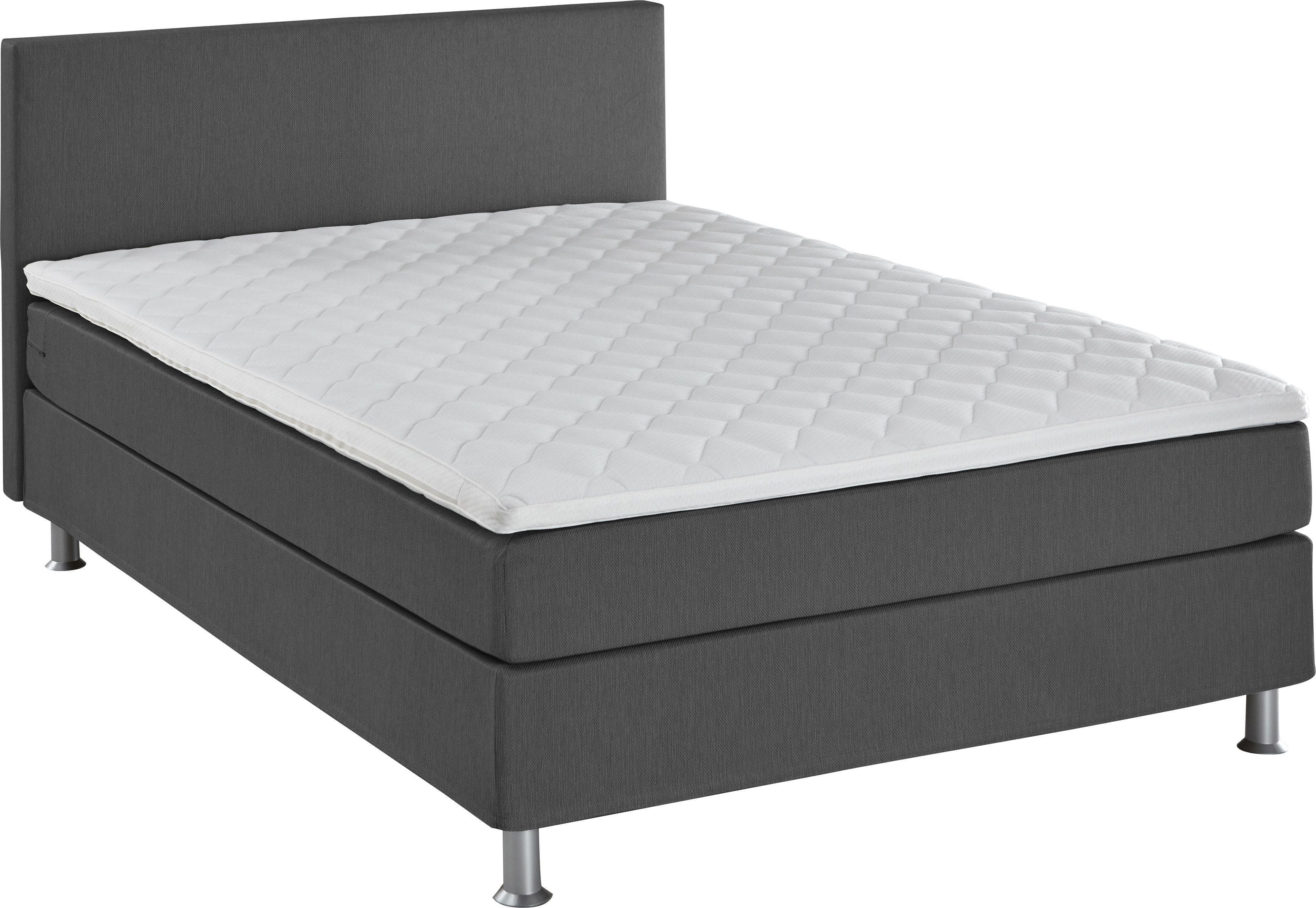 Boxbett Edison Grau Komplettbett mit Bonnellfederkern-Matratze