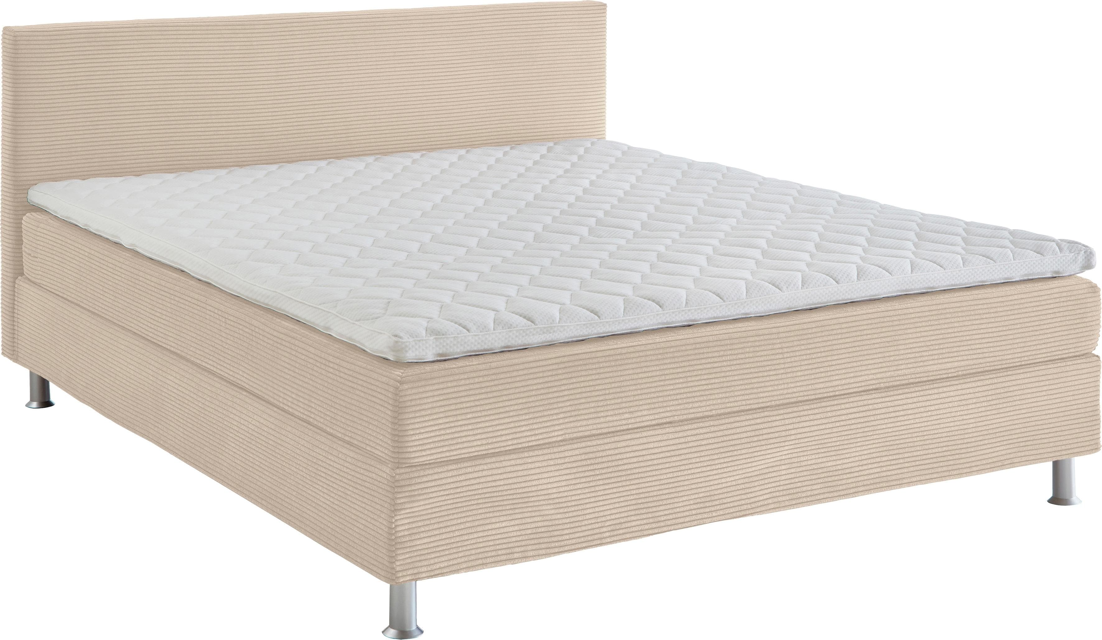 Boxbett Edison Komplettbett Creme Bonnellfederkern Matratze Topper