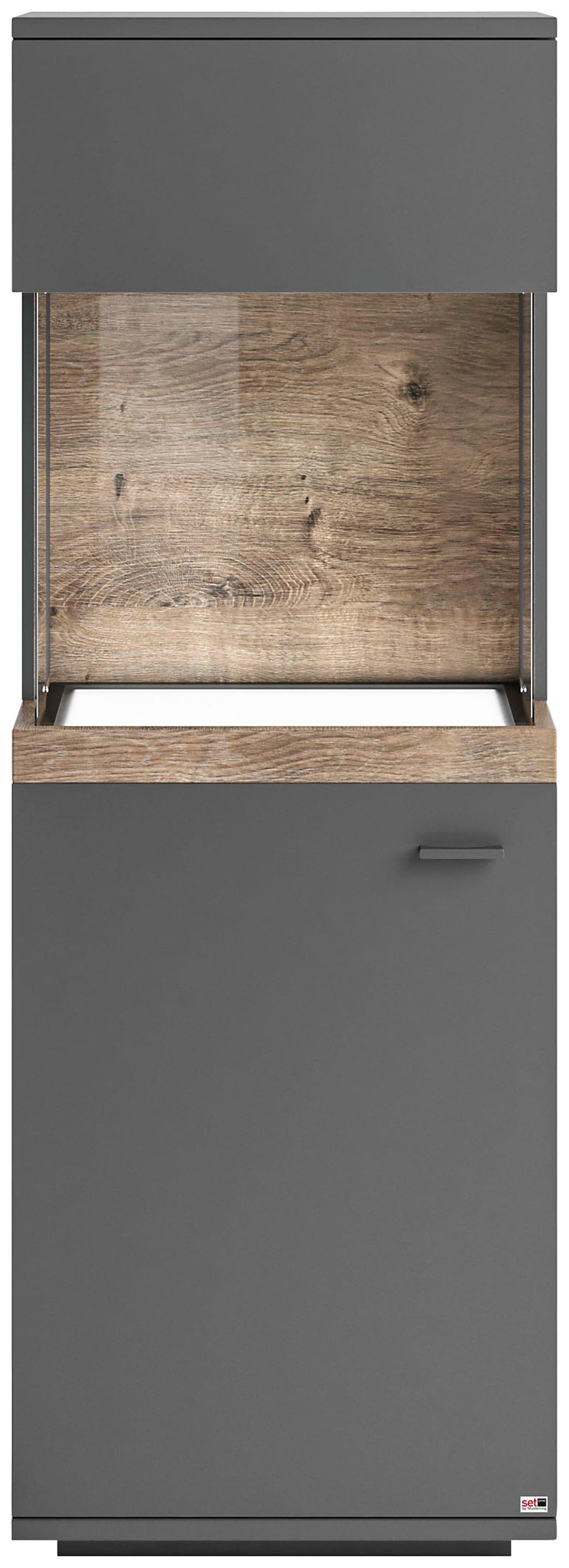 Glasvitrine Lancaster Grau mit LED-Beleuchtung