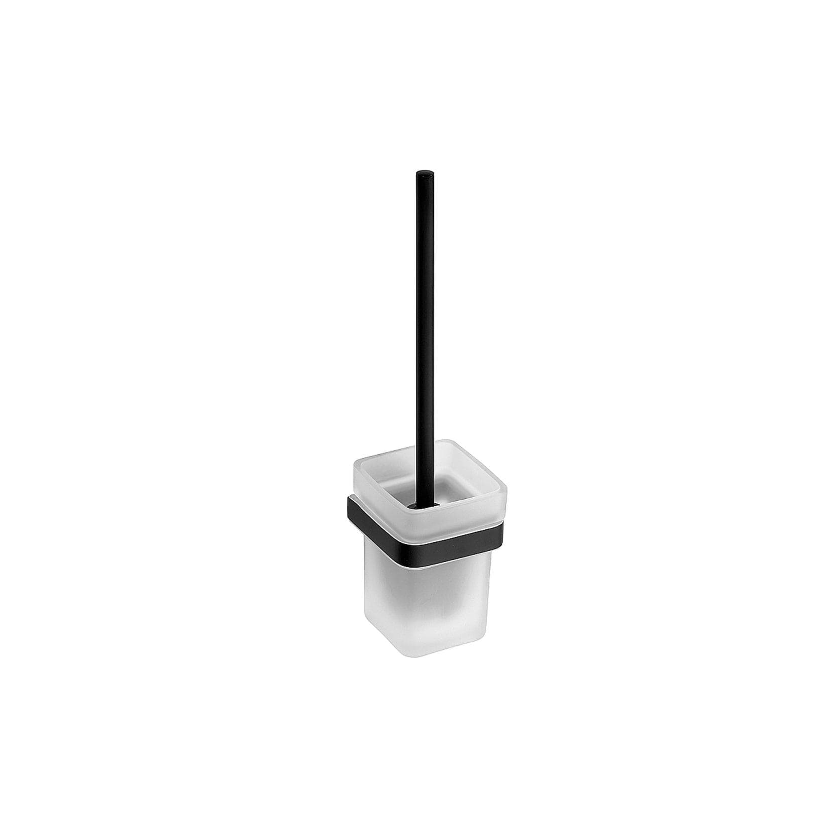 Elegante WC-Bürstengarnitur in Schwarz aus Messing und Glas