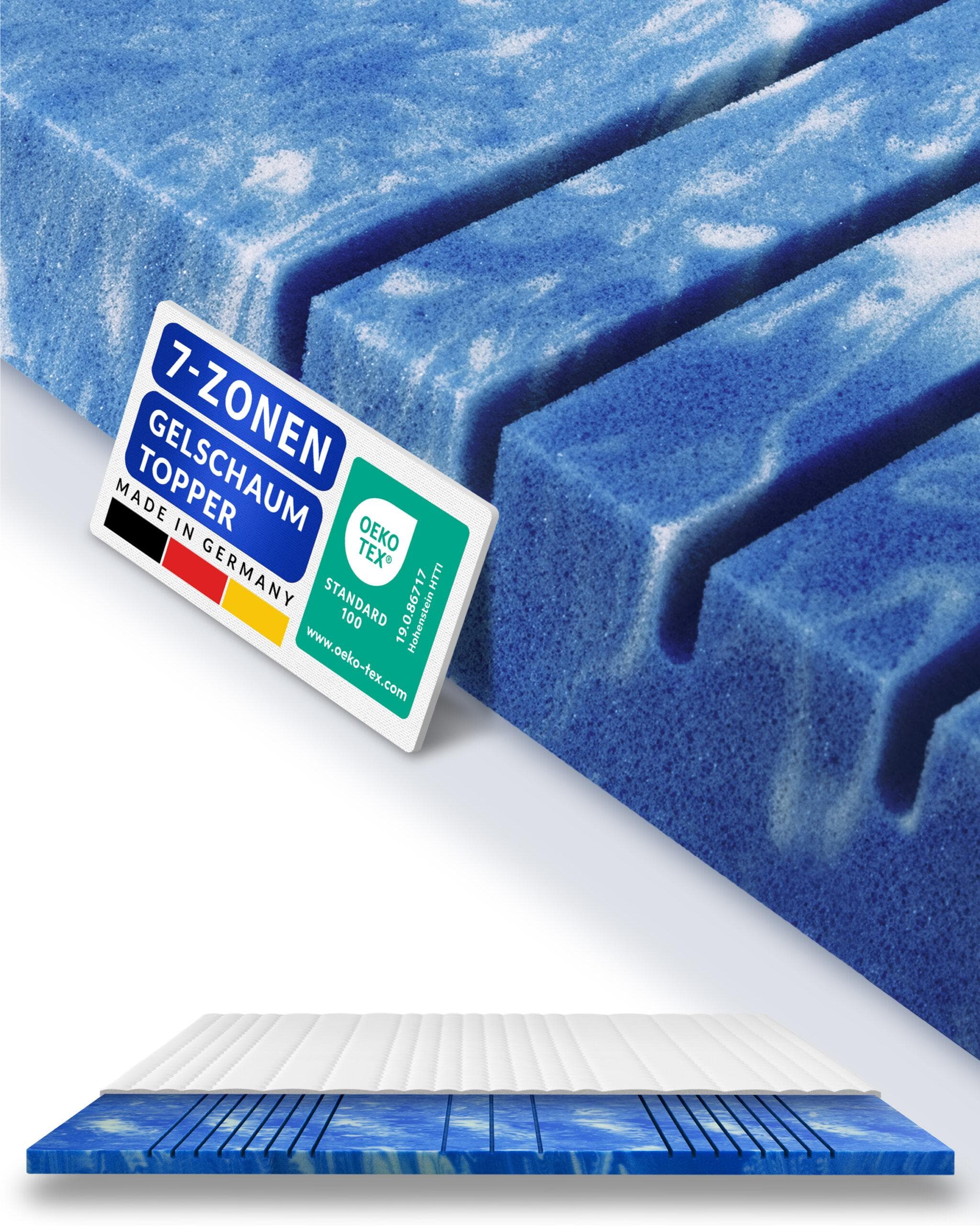 AM Qualitätsmatratzen Topper: 7-Zonen Memory Foam Gelschaum mit Druckentlastung